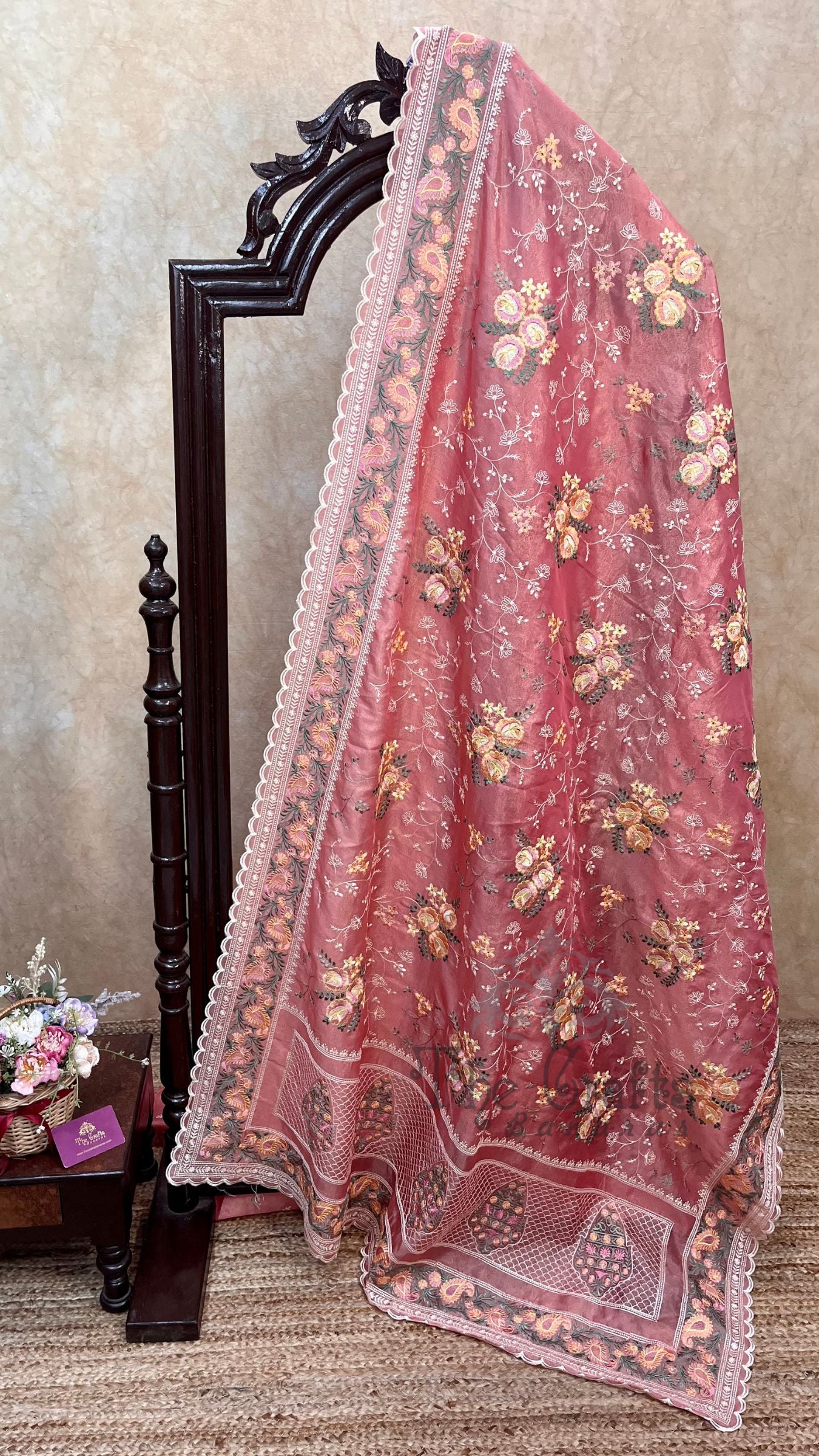 Pure Tissue Silk Banarasi Saree - Chikankari all over