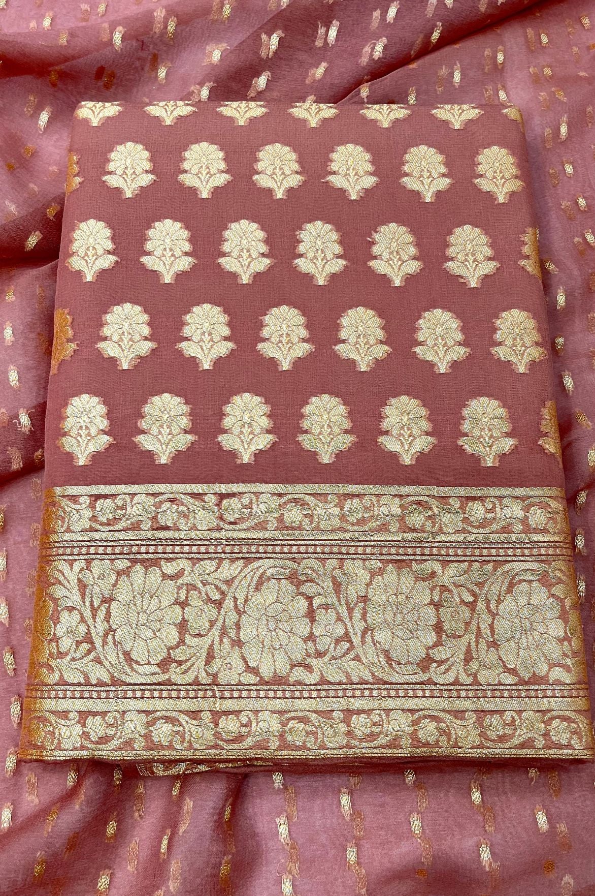 Khaddi Georgette Banarasi Dress Material