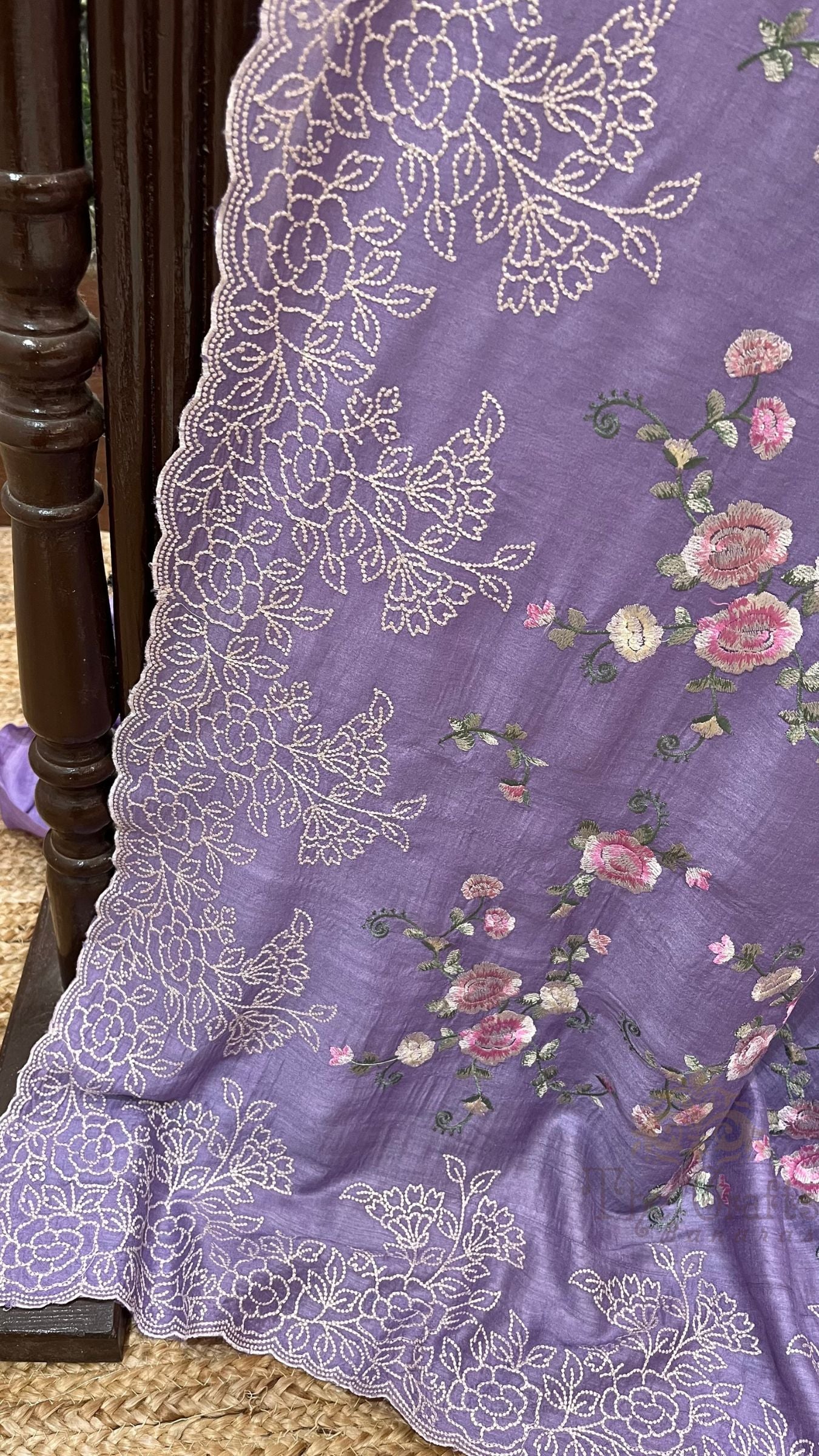 Pure Munga Silk Chikankari Handloom Banarasi Saree
