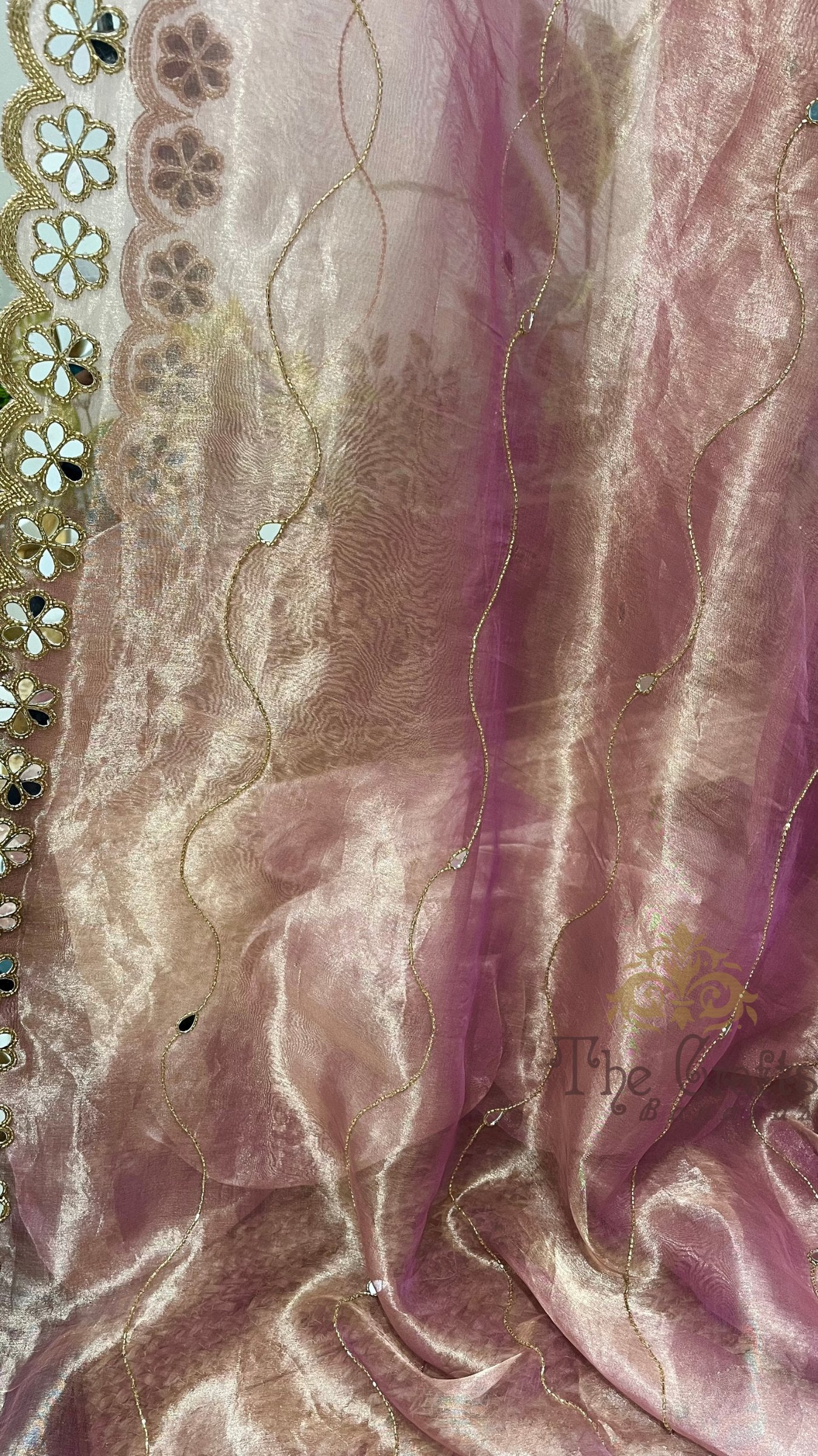 Pure Tissue Silk Banarasi Saree - with Mirror, Cut Dana & Scallop Handwork