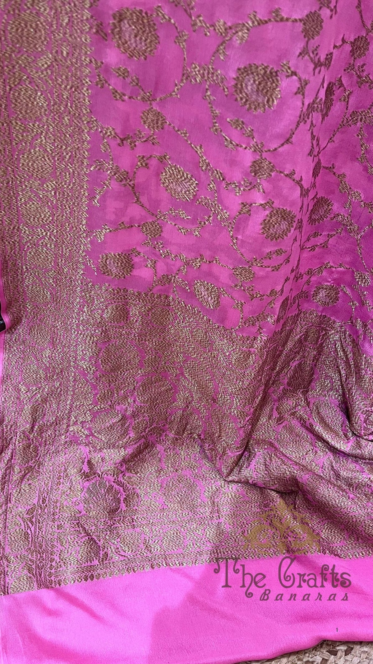 Khaddi Georgette Banarasi Saree - Antique Zari