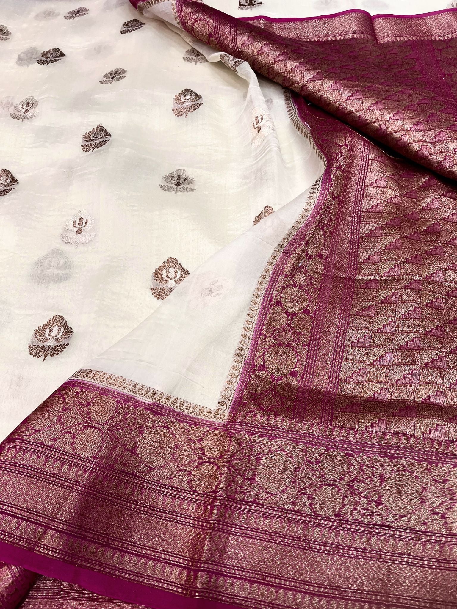 Pure Kora Silk Handloom Banarasi Saree