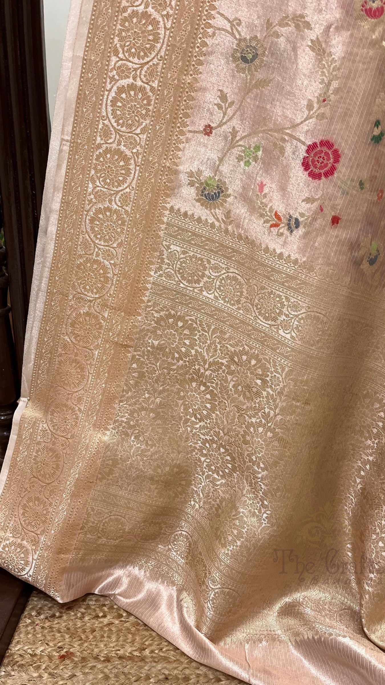 Pure Zari Kota Tissue Silk Handloom  Banarasi Saree - Meenakari