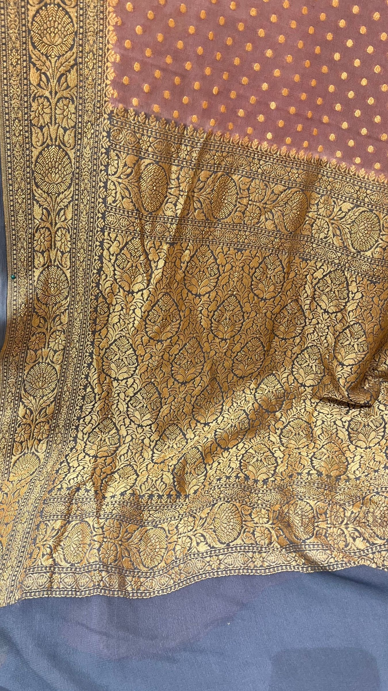 Khaddi Georgette Banarasi Saree - Gold Zari