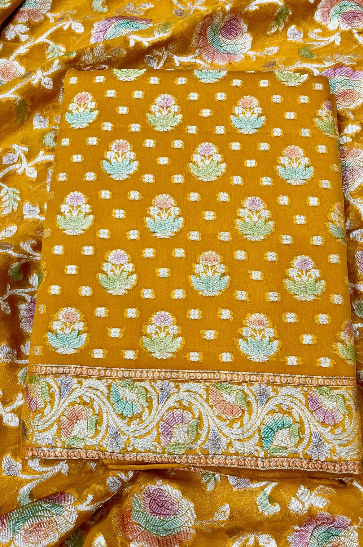 Khaddi Georgette Banarasi Dress Material