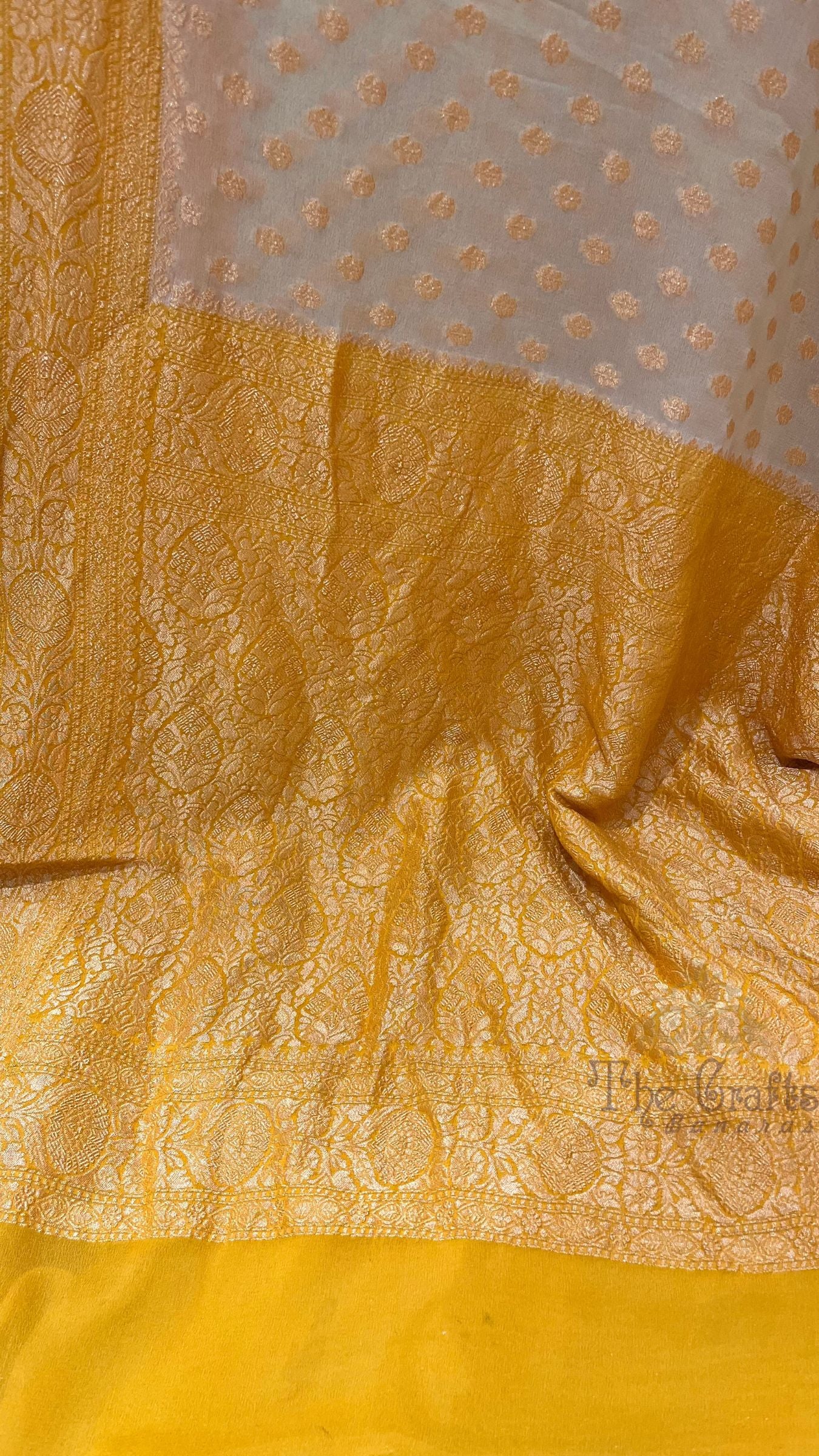 Khaddi Georgette Banarasi Saree - Gold Zari