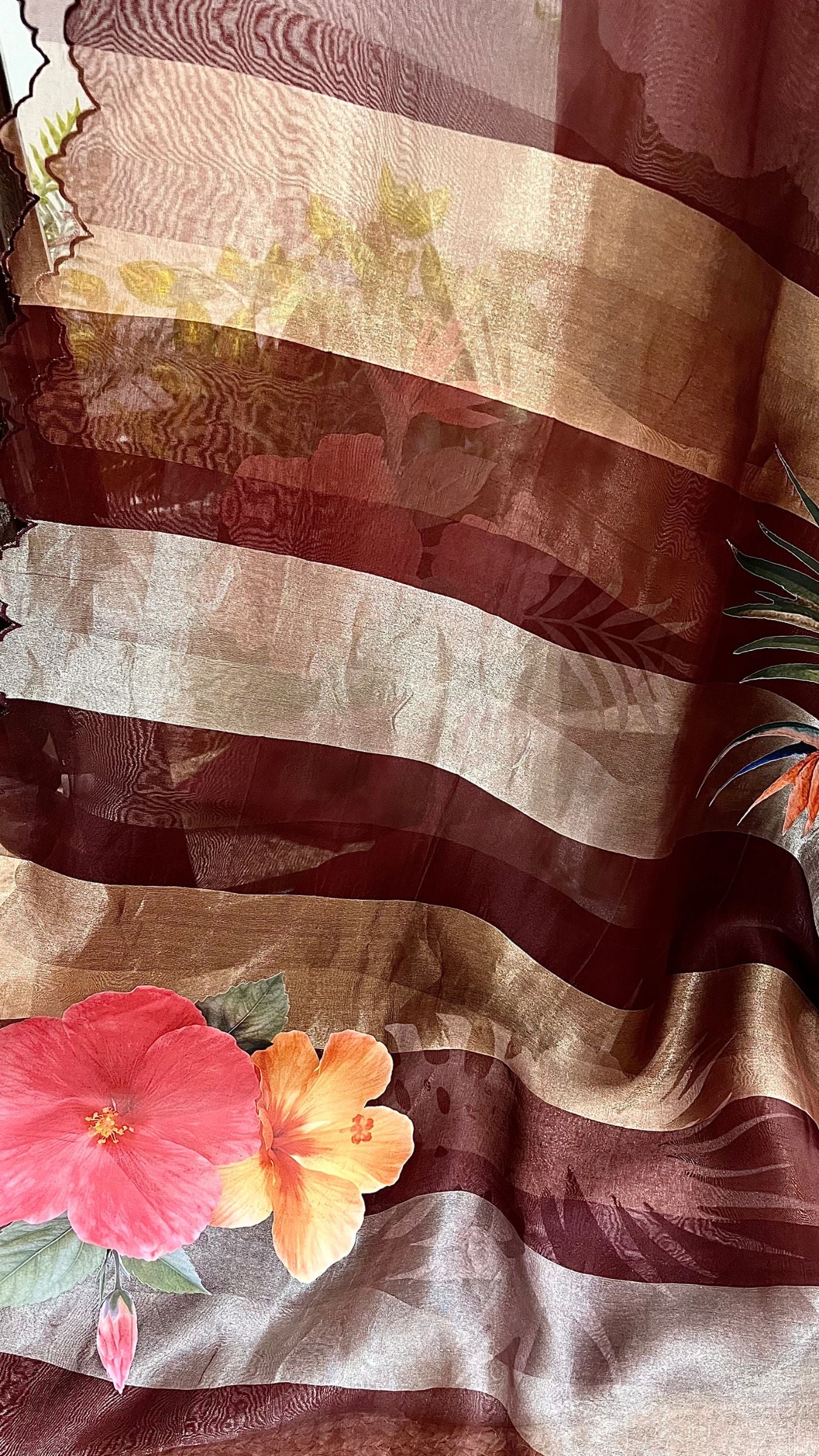 Pure Kora  Tissue Silk Banarasi Saree - with Digital Print