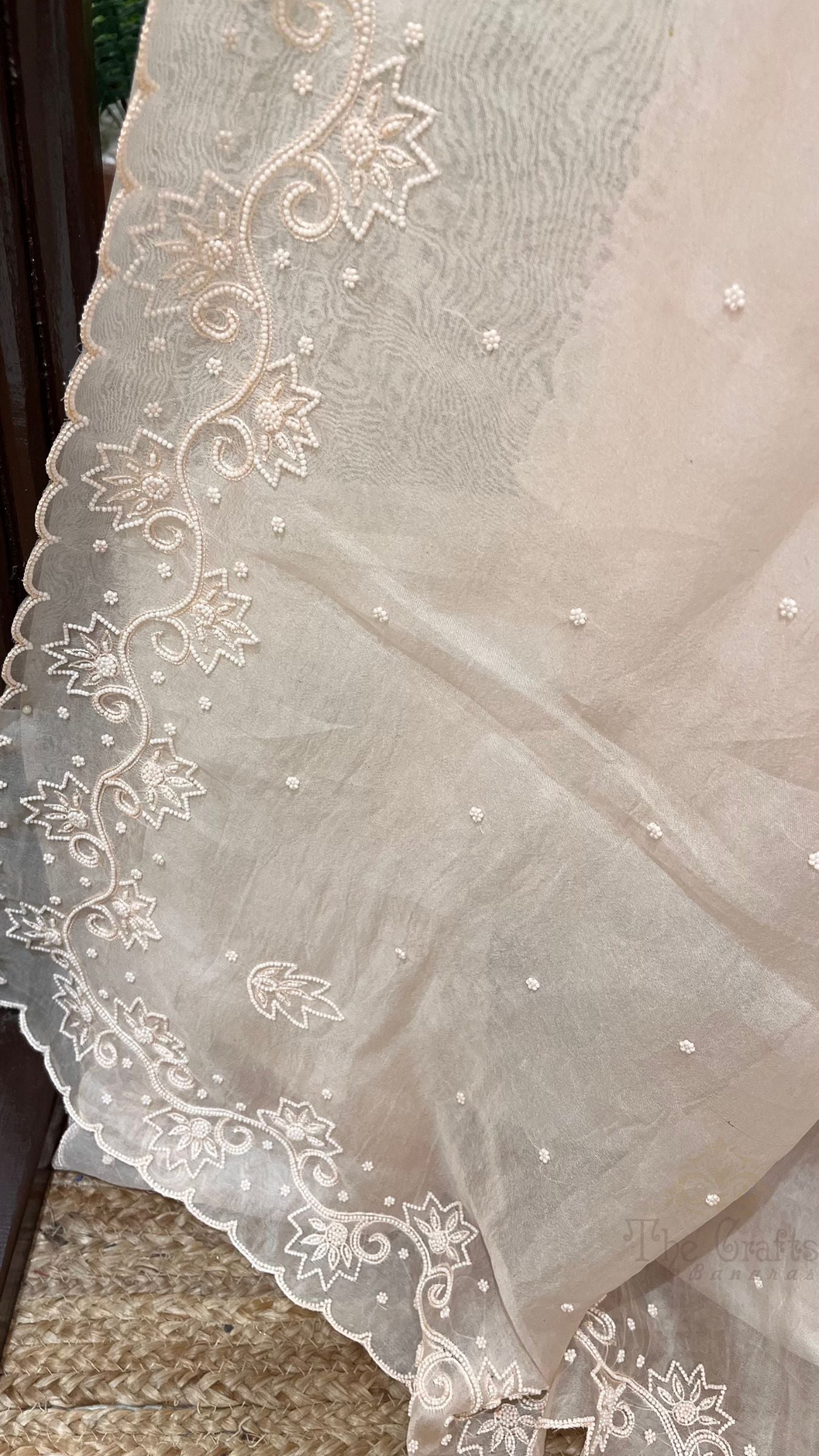 Pure Organza Silk Handloom Banarasi Saree - handwork motifs