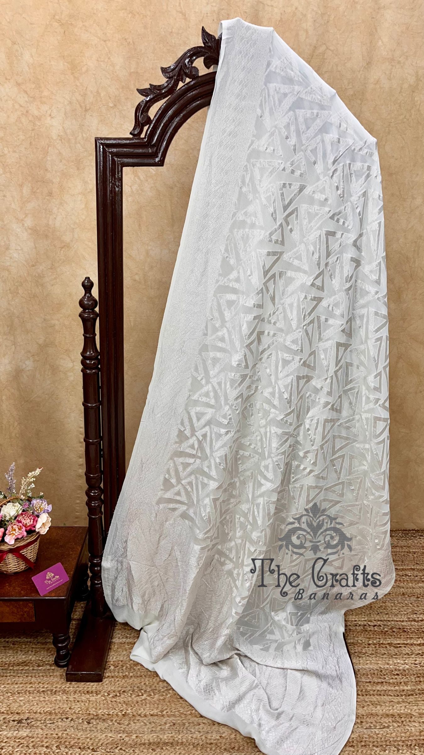 Pure Georgette Banarasi Saree - Silver Zari