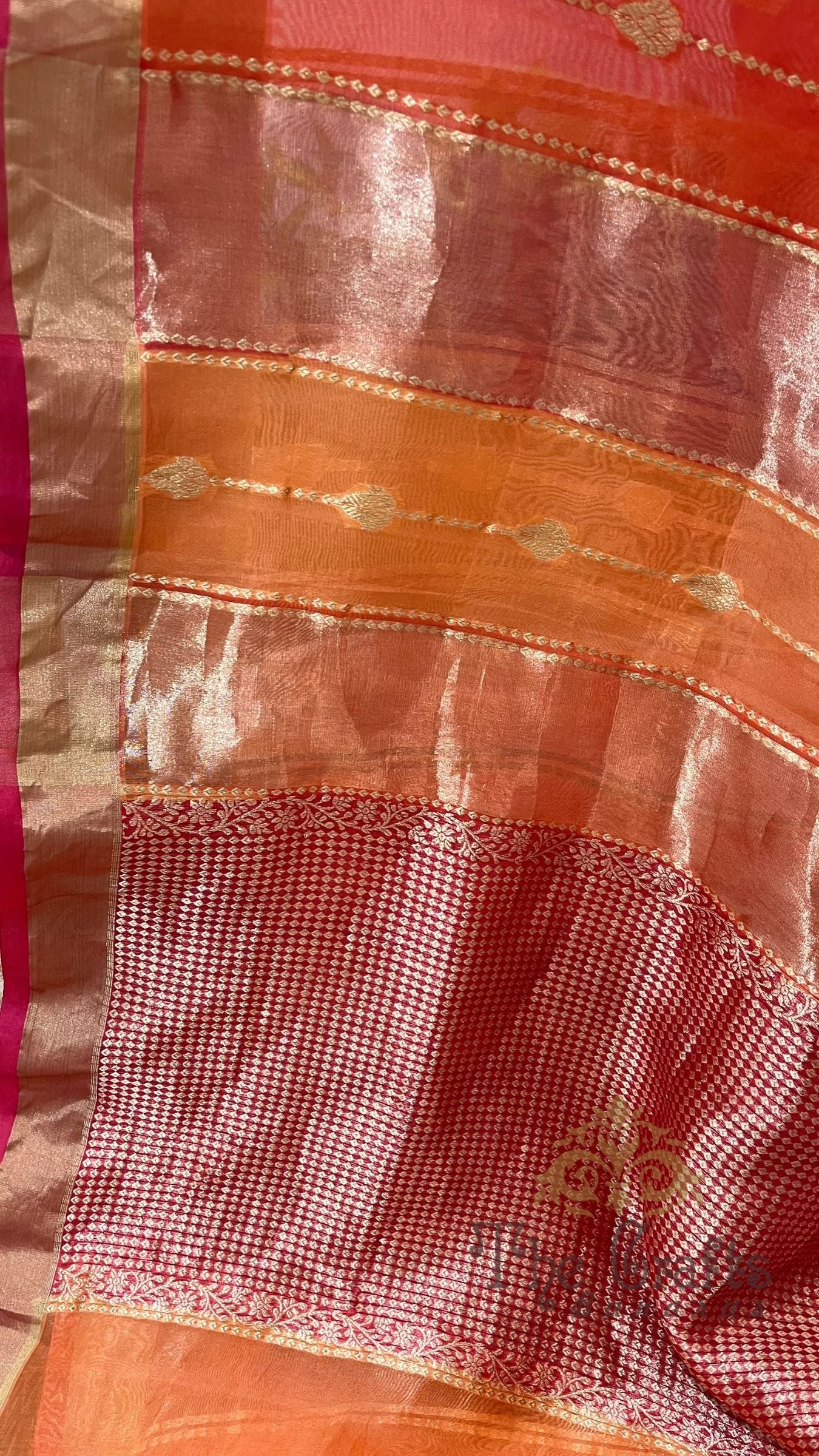 Rangkat Pure Kora Tissue Silk Handloom Banarasi Saree- Kadhua Motifs