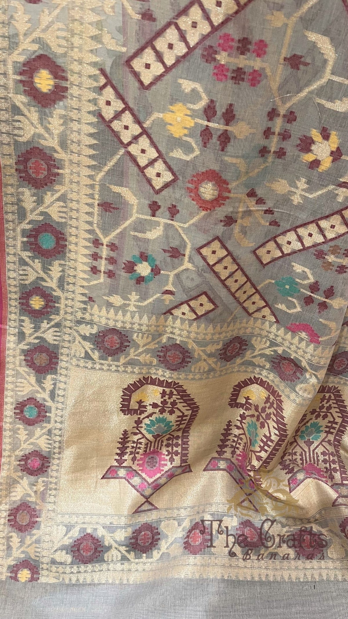 Pure Ektara Cotton Jamdani Banarasi Saree - Tilfi