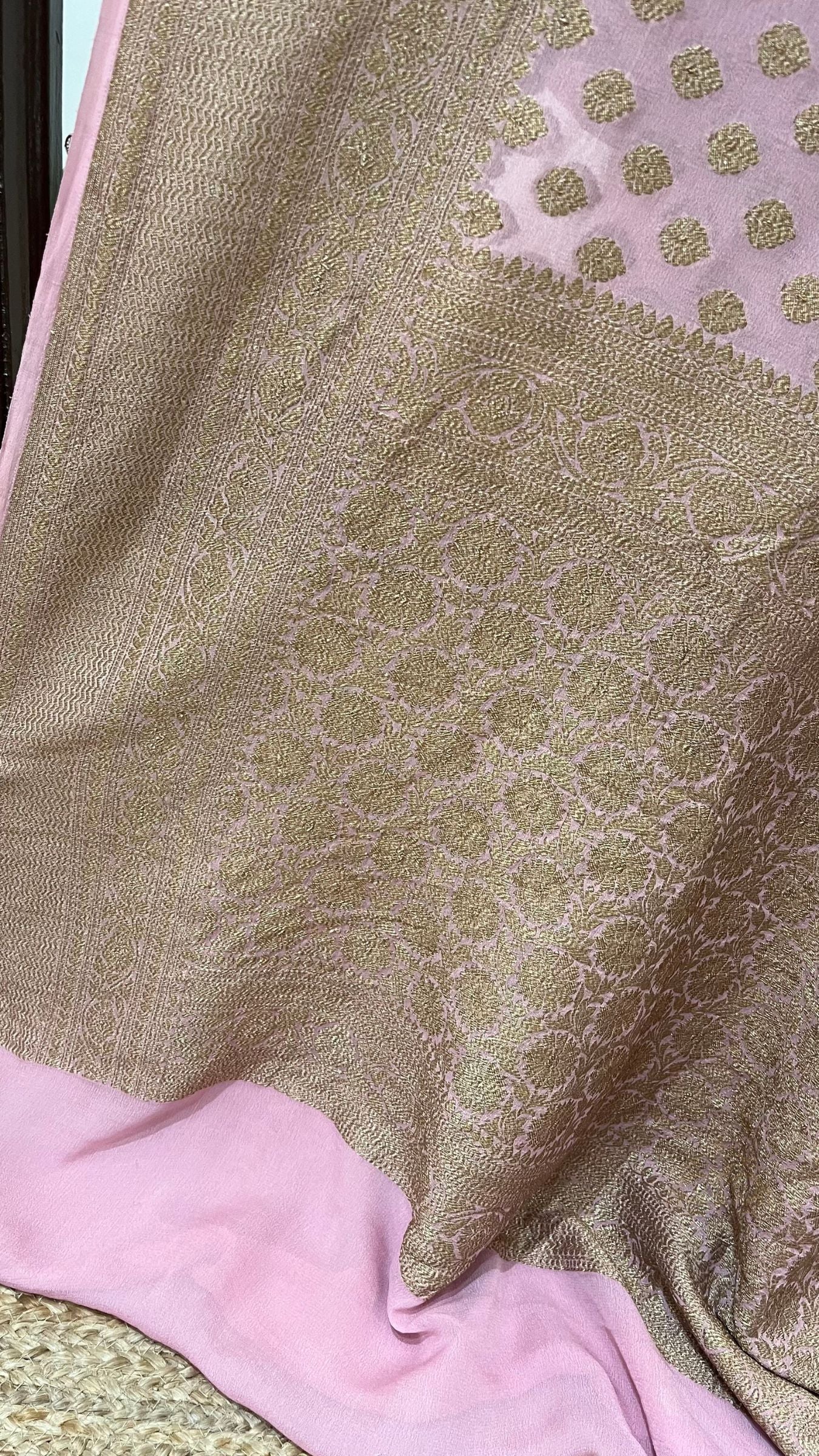 Khaddi Georgette Banarasi Saree - Antique Zari