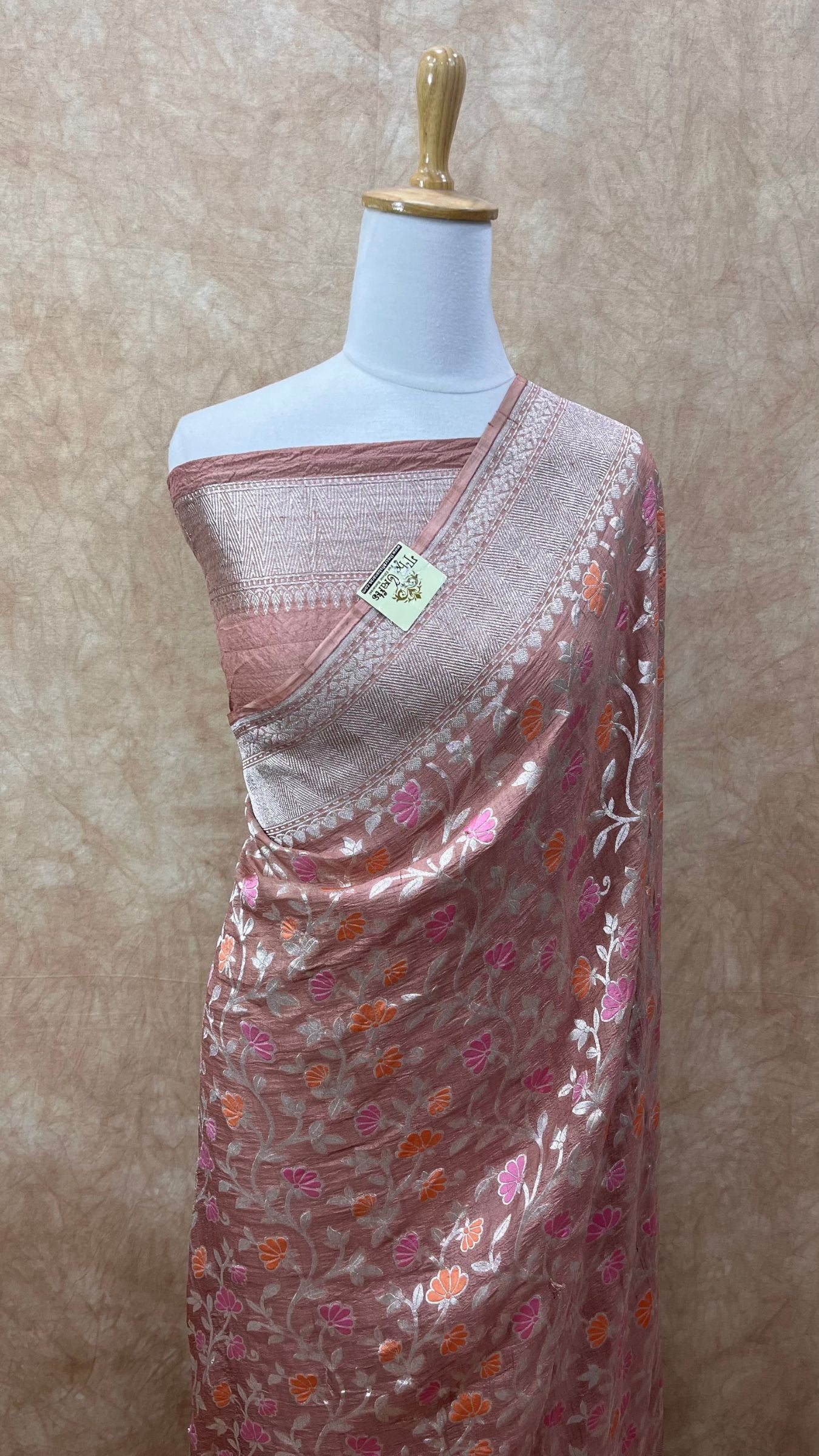 Tussar Georgette Handloom Banarasi Saree - Meenakari