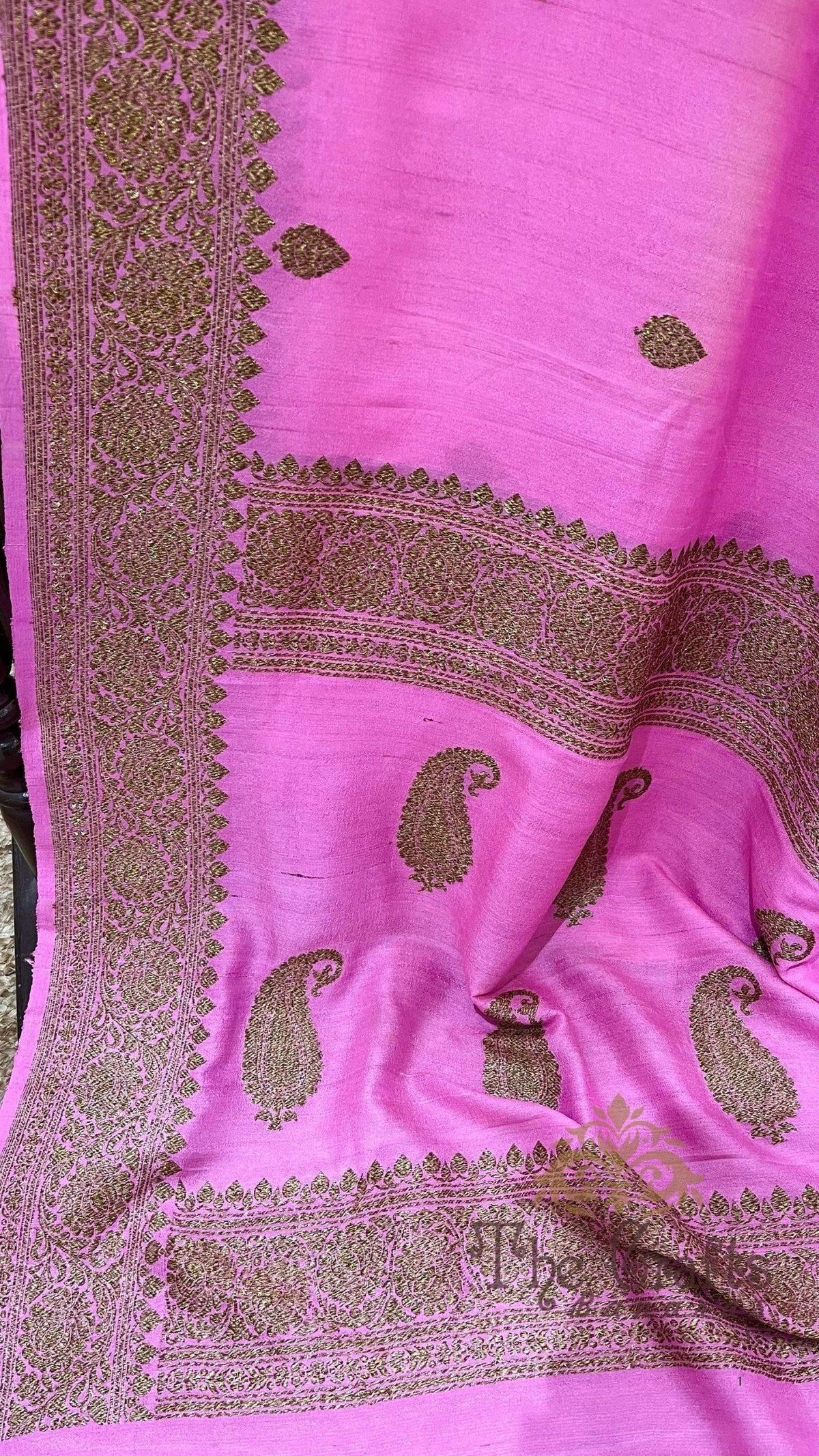 Tussar Georgette Handloom Banarasi Saree - Antique Zari