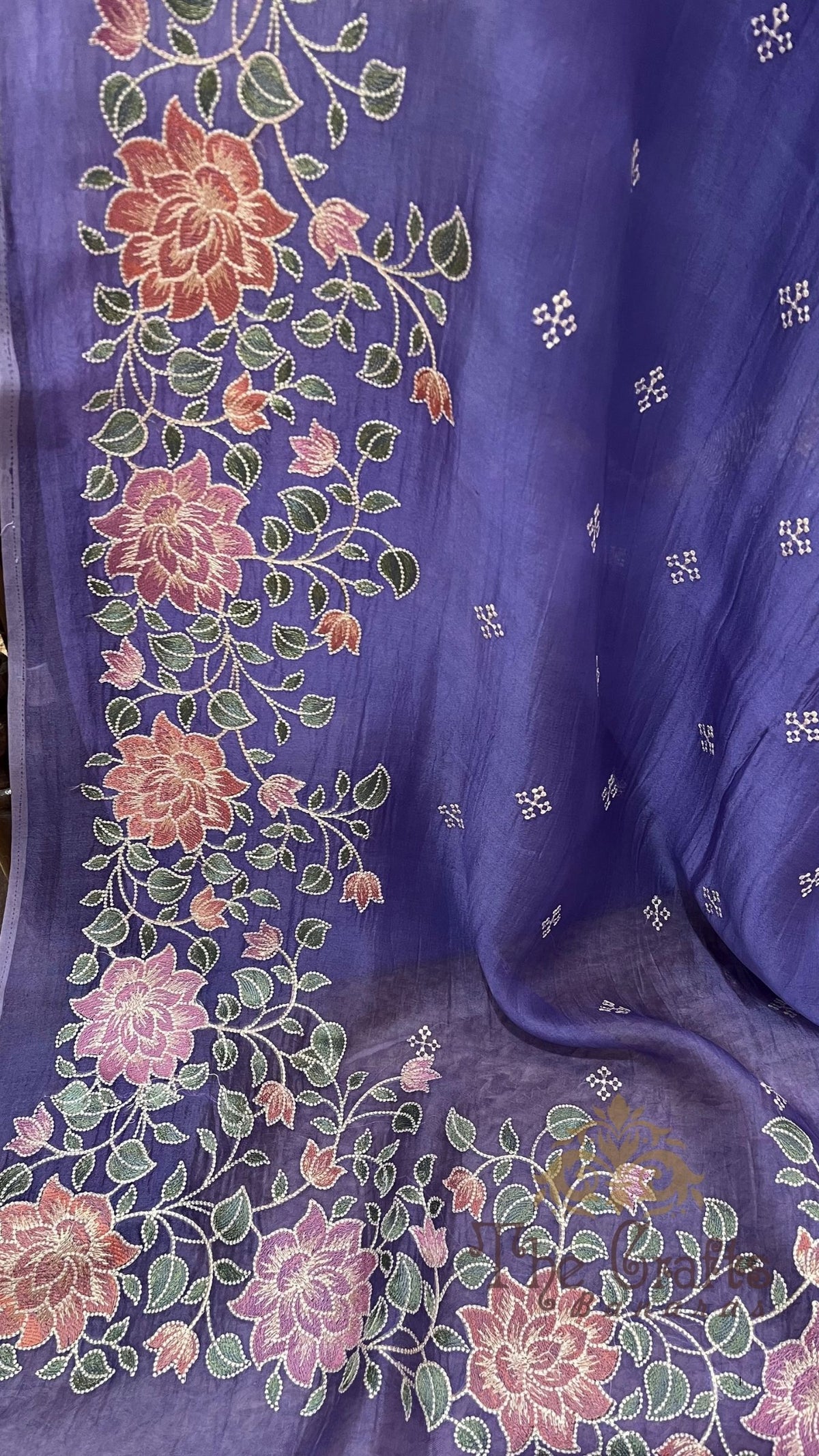 Pure Organza Silk Chikankari Handloom Banarasi Saree