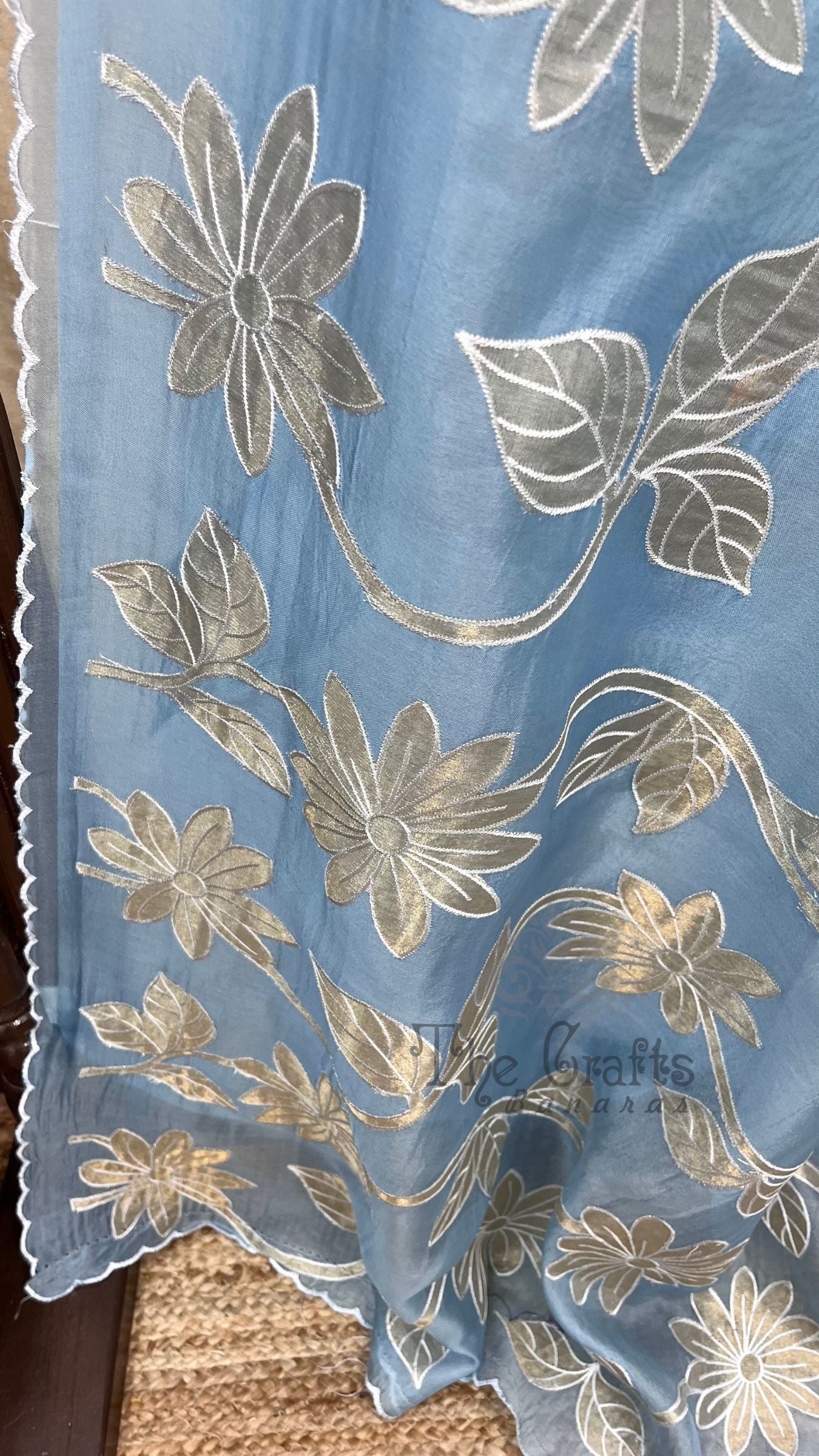 Pure Kora Organza Silk Banarasi Saree - Chikankari all over