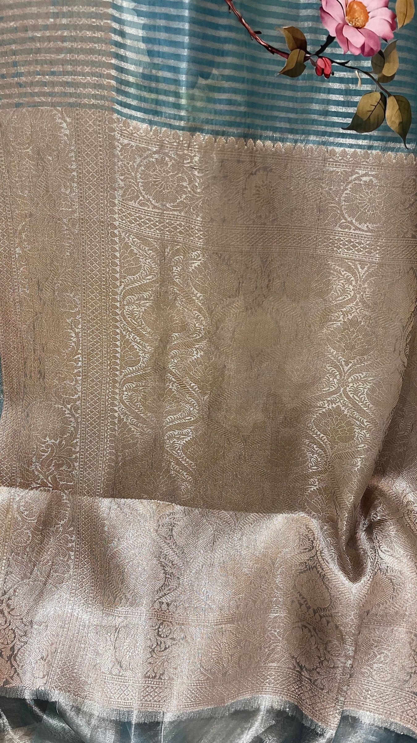 Pure Kora  Tissue Silk Banarasi Saree - with Digital Print