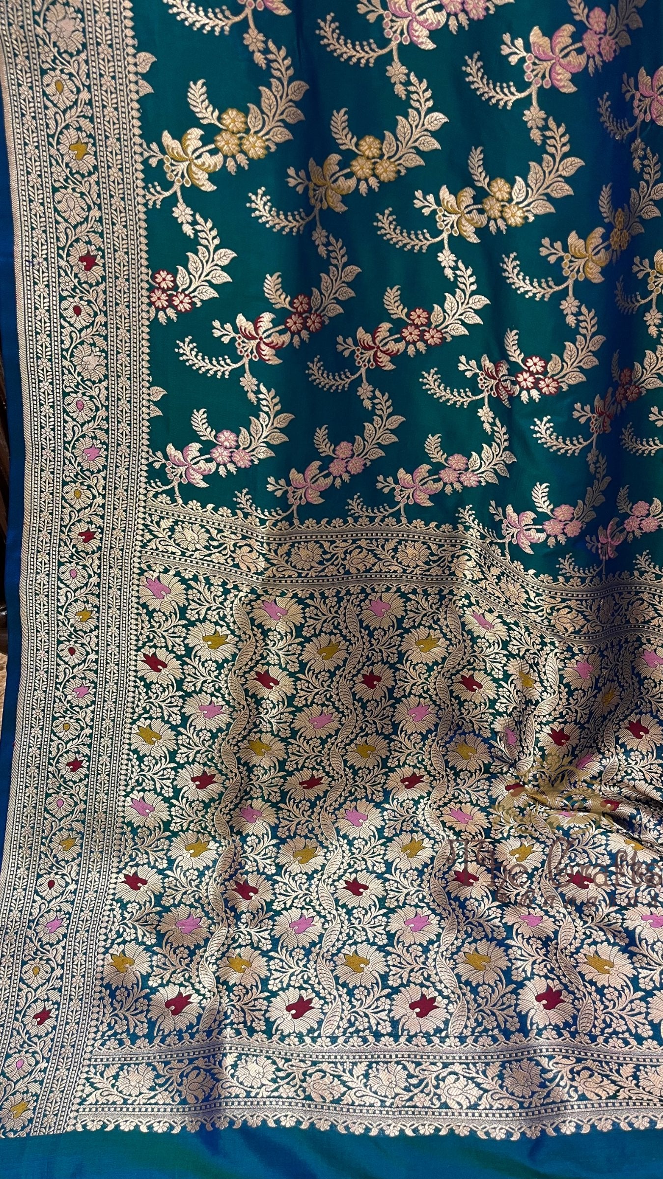 Pure Katan Silk Handloom Banarasi Saree - All over Meenakari Jaal work
