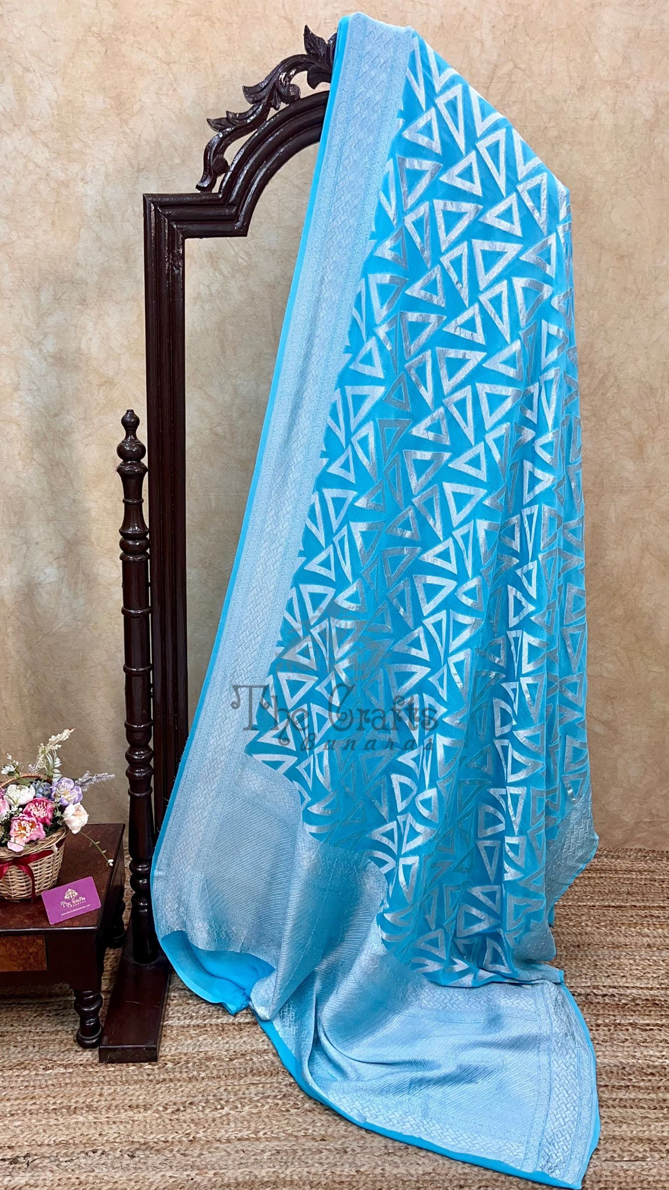 Pure Georgette Banarasi Saree - Silver Zari