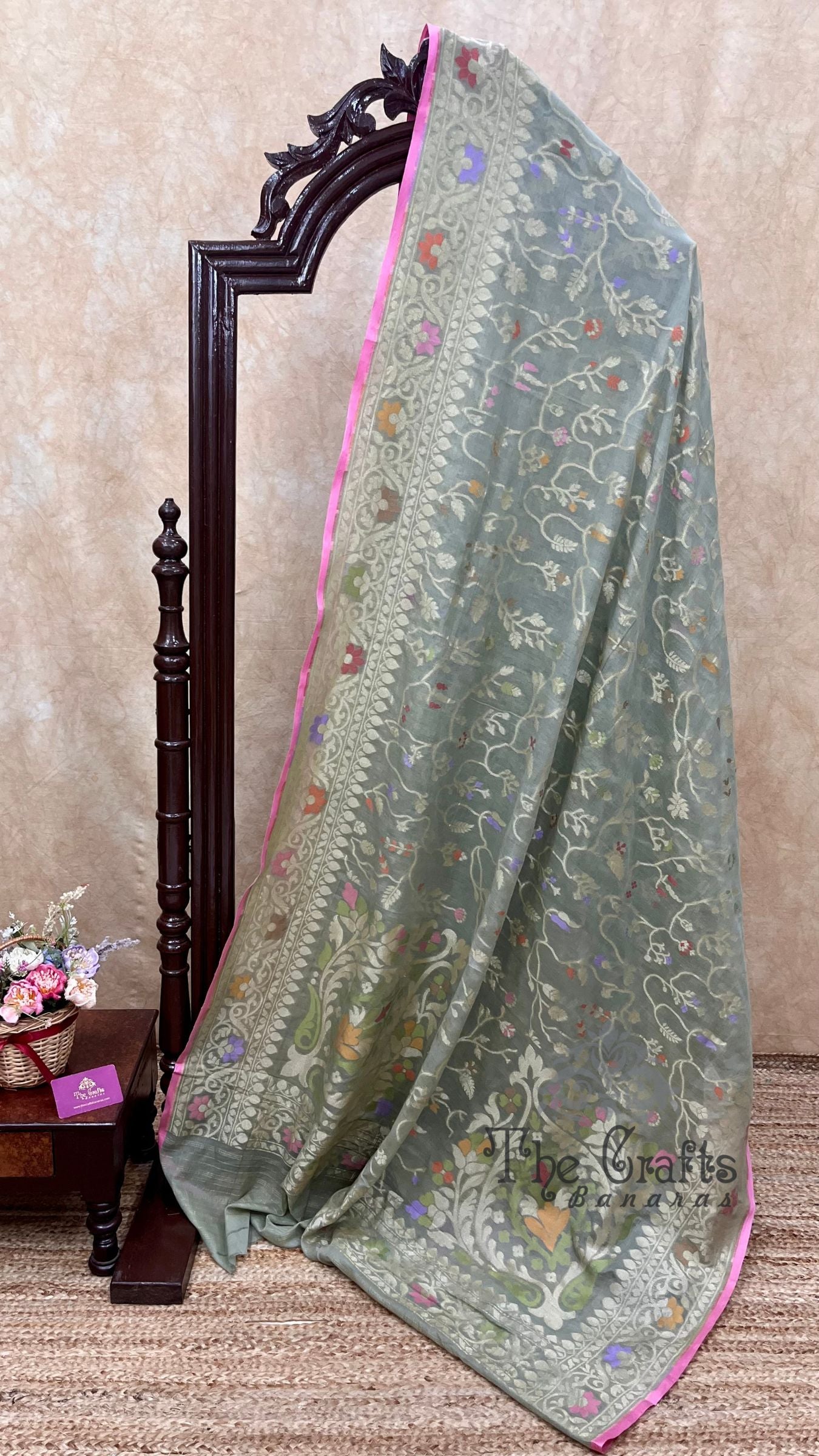 Pure Ektara Cotton Jamdani Banarasi Saree - Tilfi