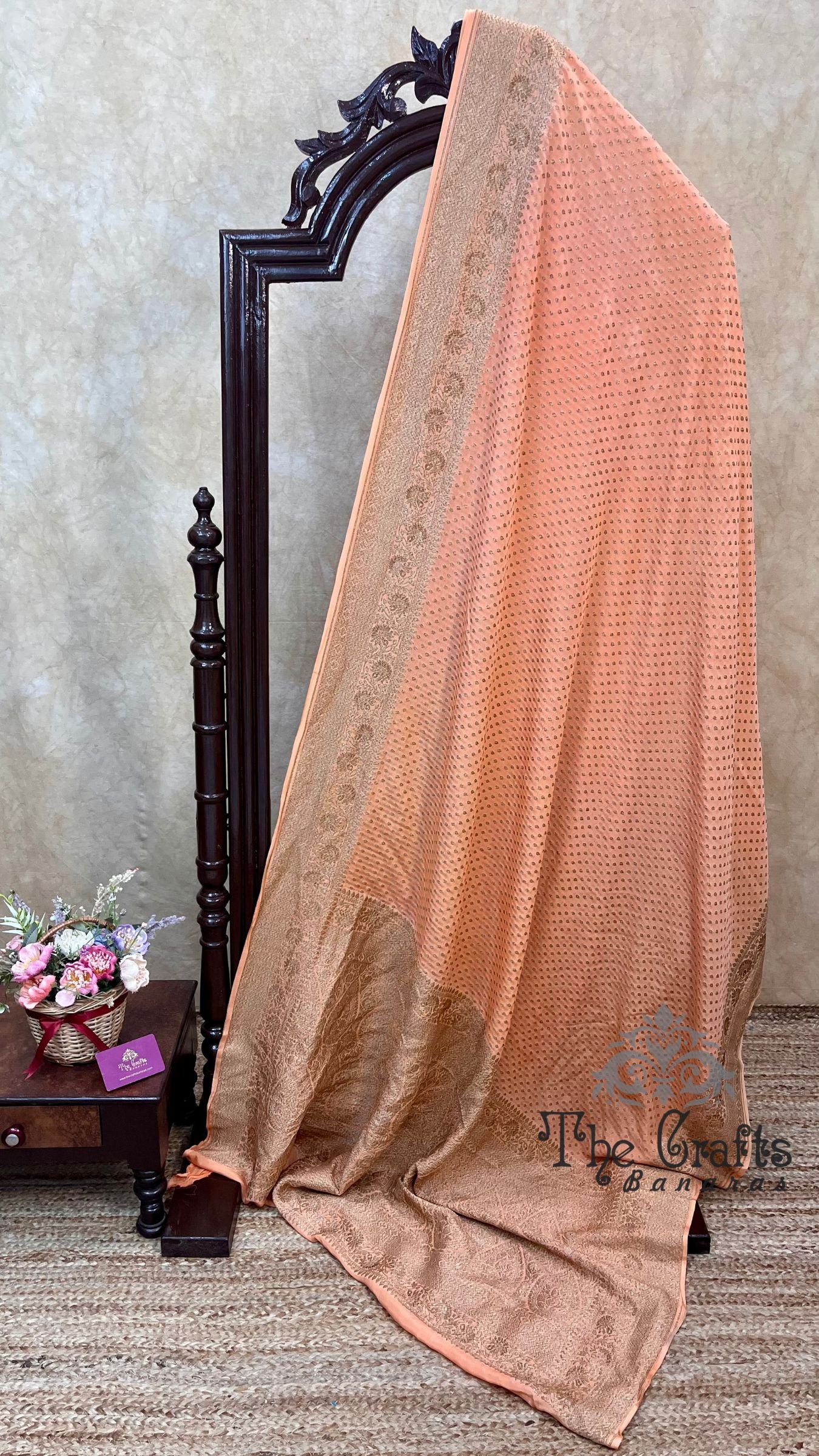 Pure Crepe Georgette Banarasi Saree - Antique Zari