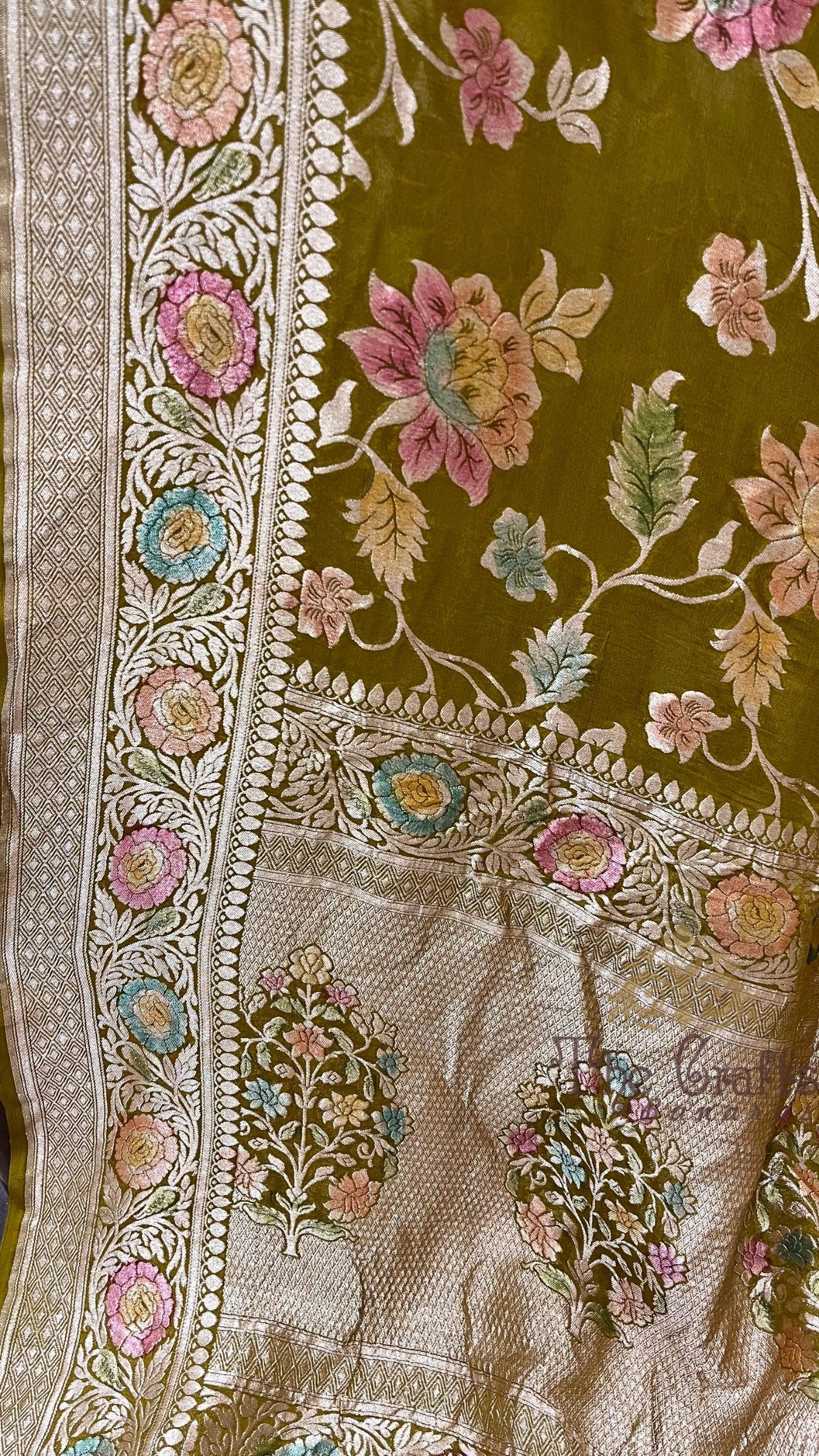 Khaddi Georgette Handloom Banarasi Saree