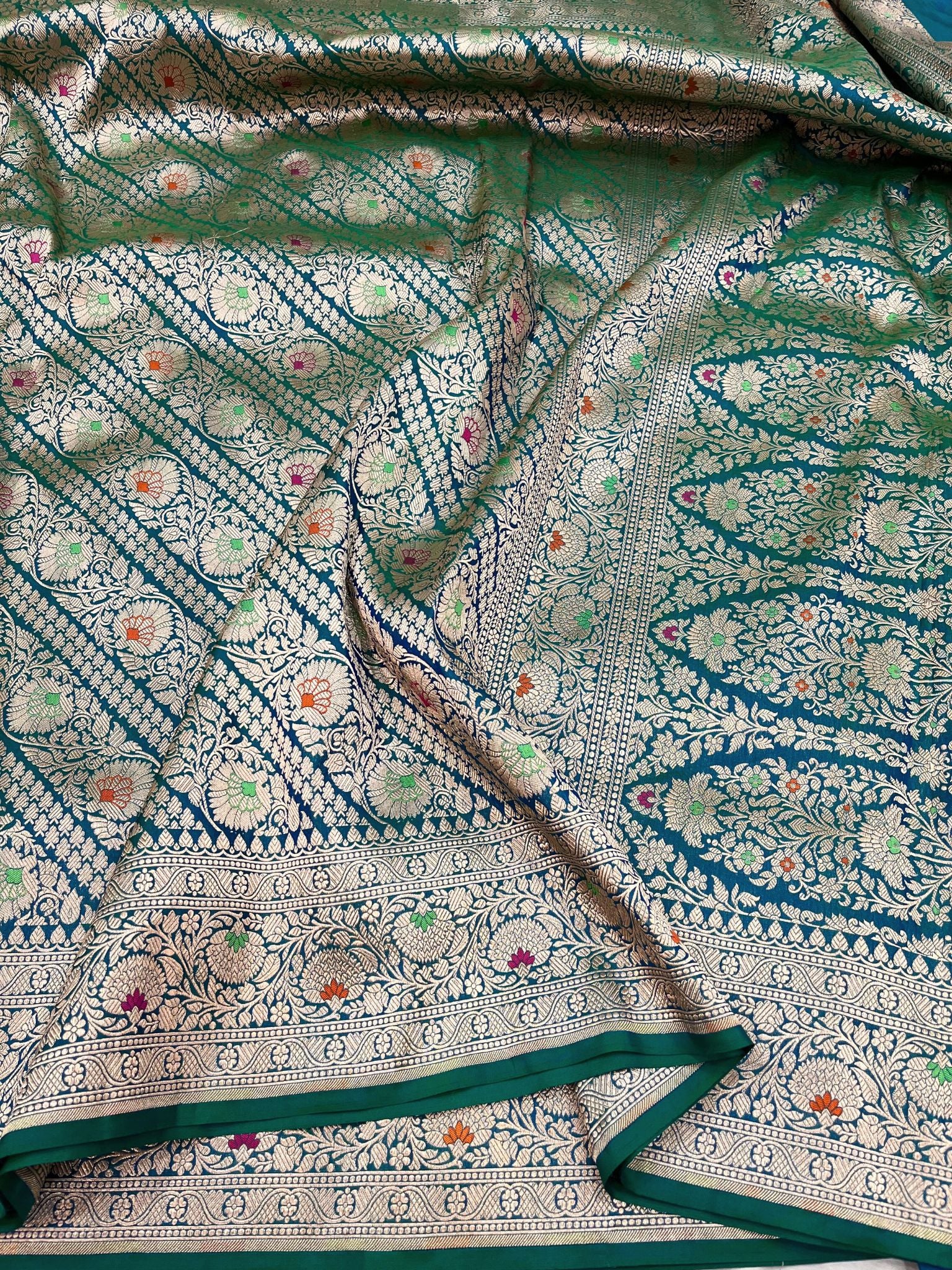 Pure Katan Silk Handloom Banarasi Saree - Tanchui Brocade Meena