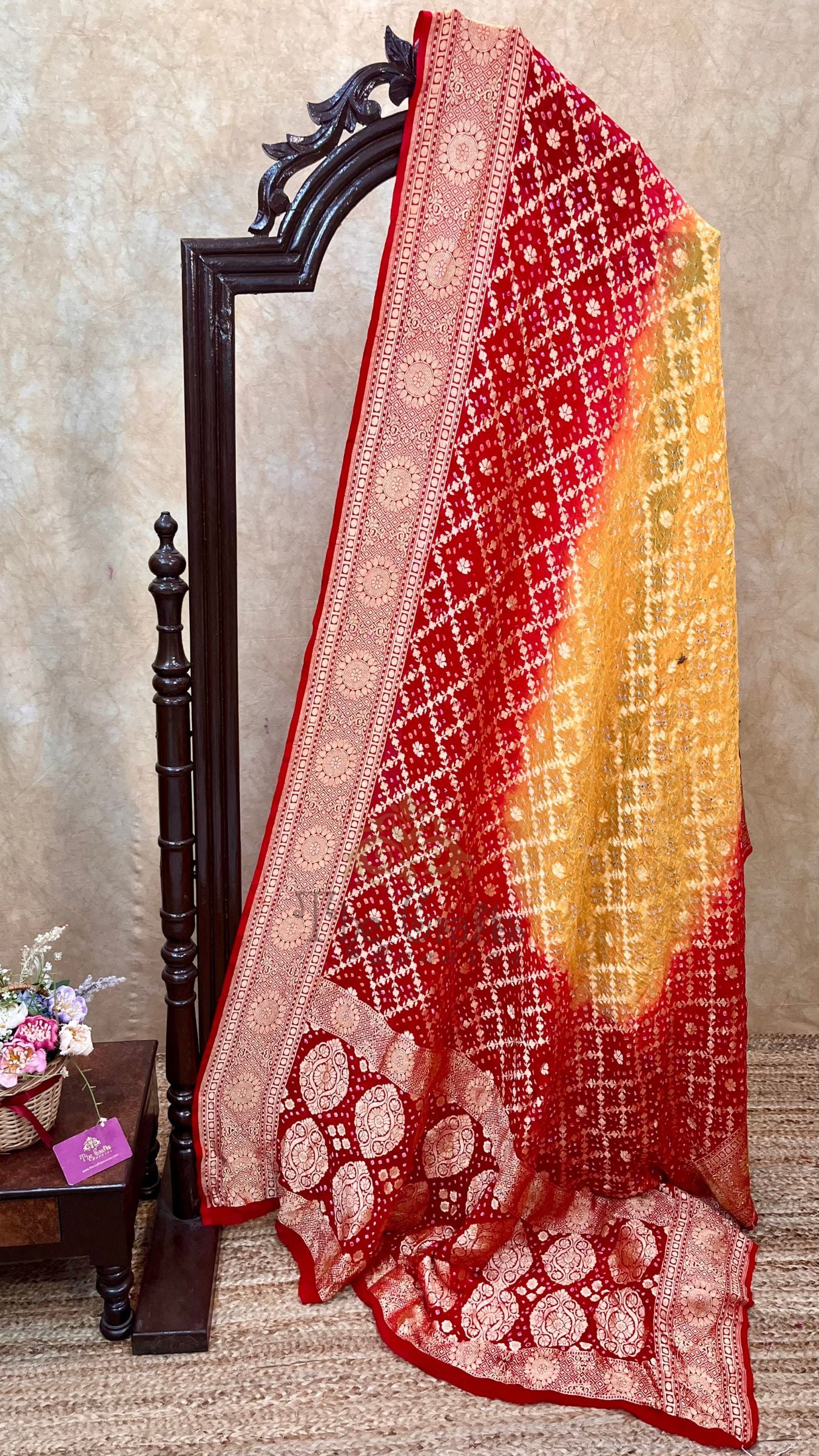 Pure Georgette Banarasi Handloom Bandhej Saree