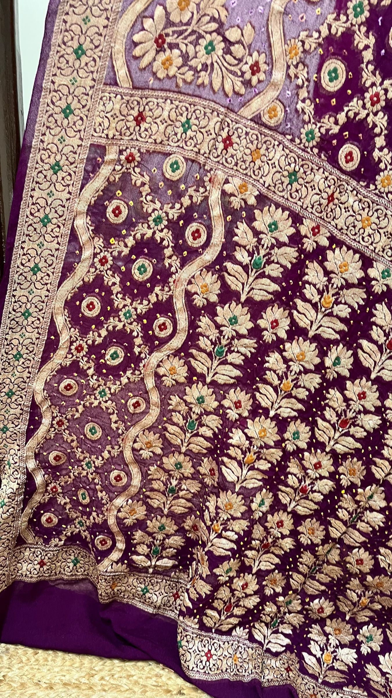 Pure Chiffon Banarasi Handloom Bandhej Saree