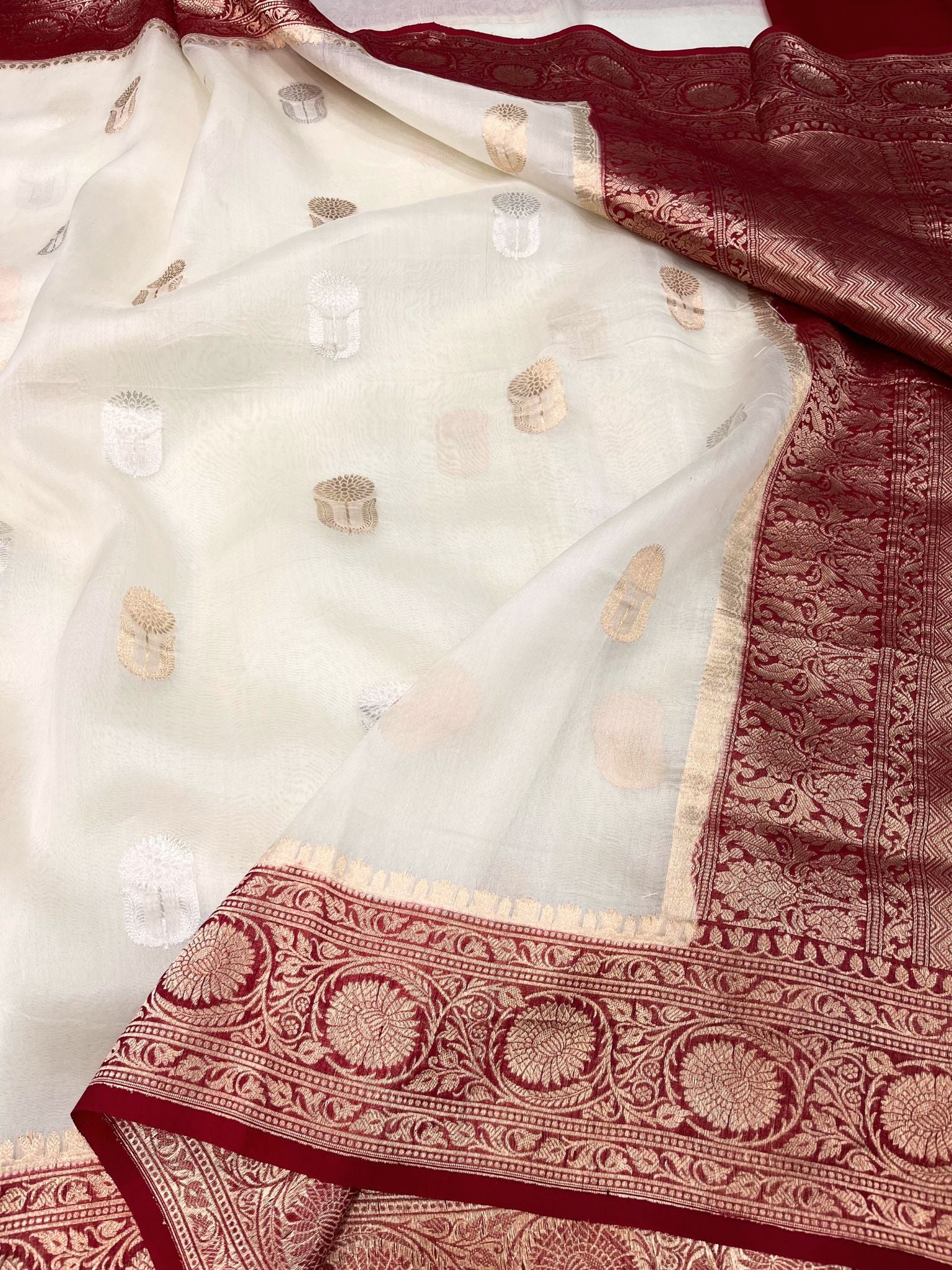 Pure Kora Silk Handloom Banarasi Saree