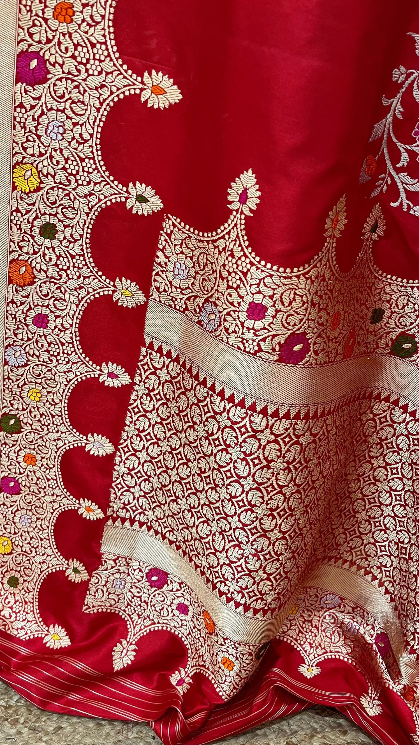 Pure Katan Silk Handloom Banarasi Saree - Kadhua Tanchui Brocade Meena