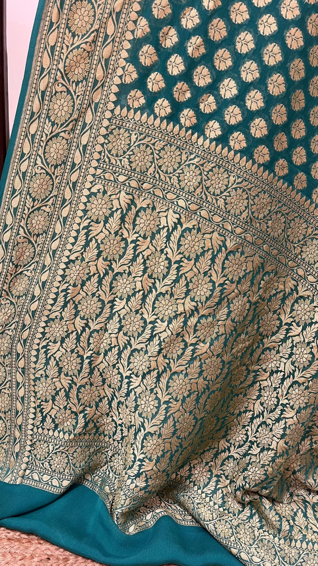 Khaddi Georgette Handloom Banarasi Saree