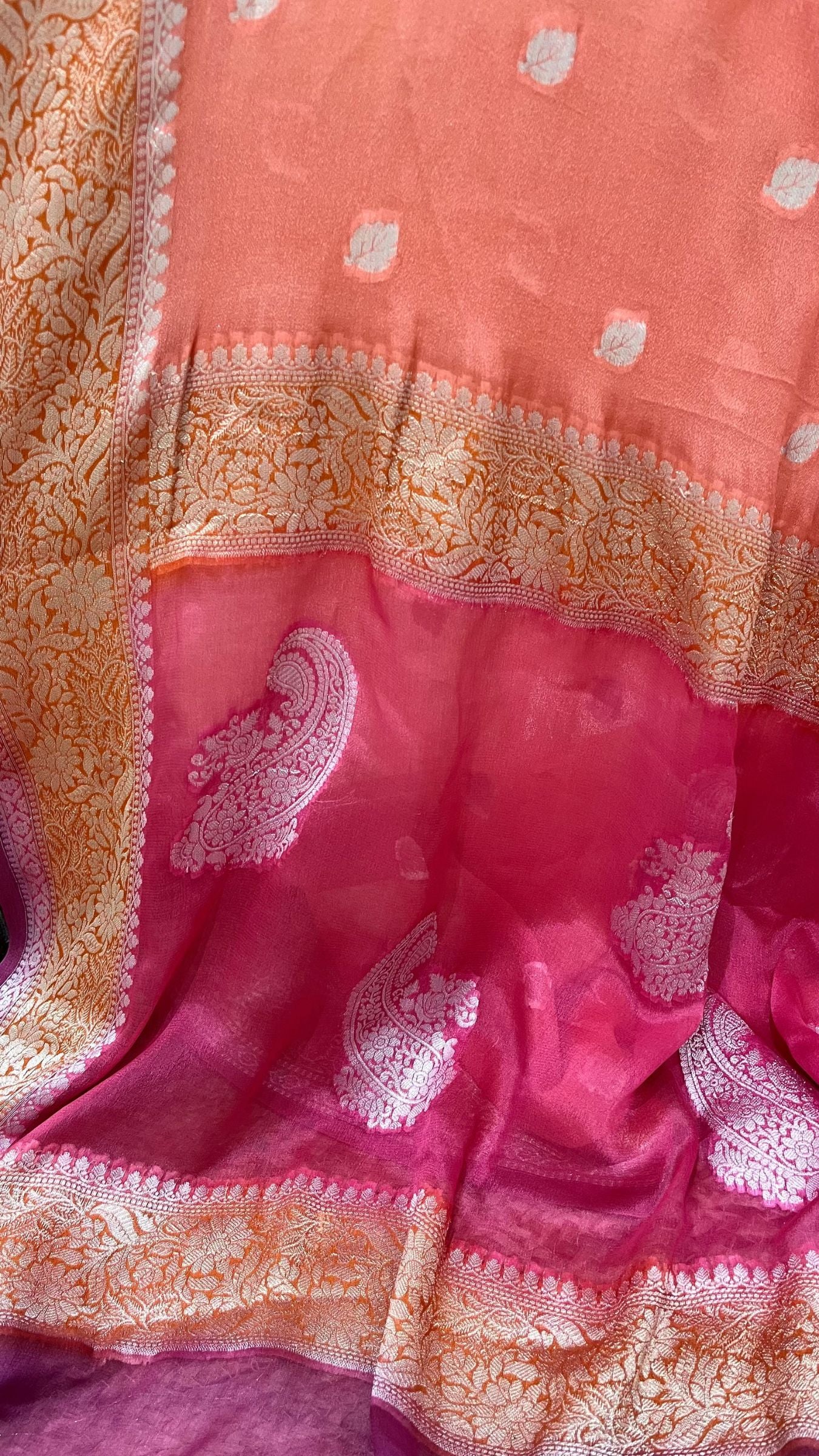 Pure Khaddi Chiffon Banarasi Saree - Multicolored