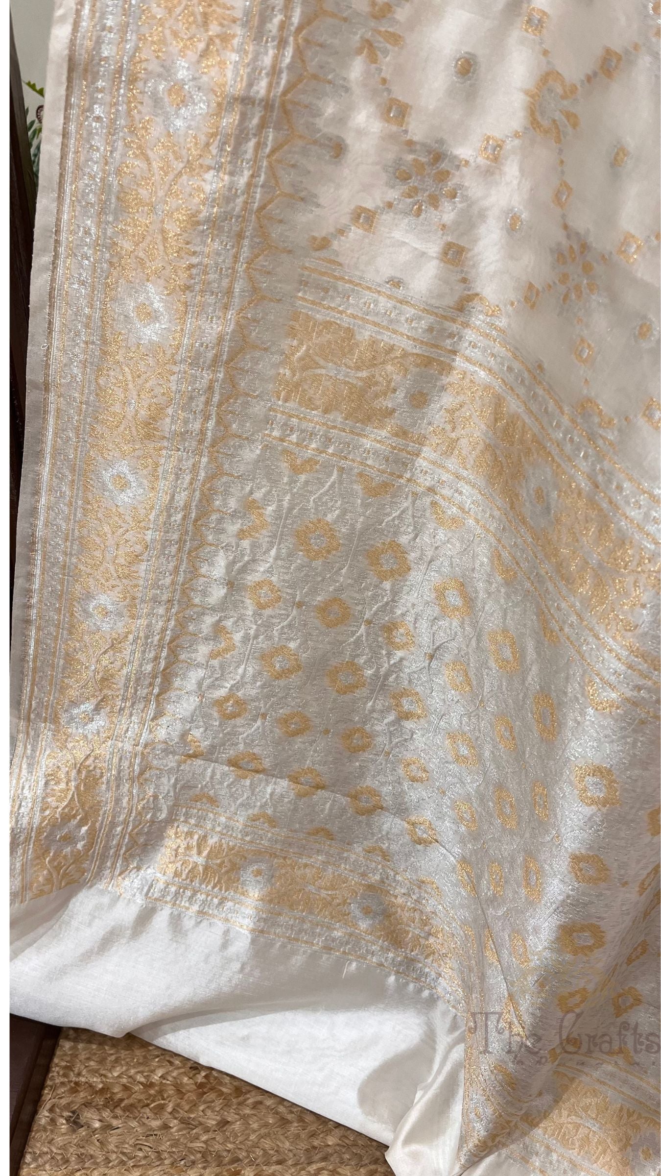 Pure Organza Silk Handloom Banarasi Saree - All over Sona Roopa Jaal work