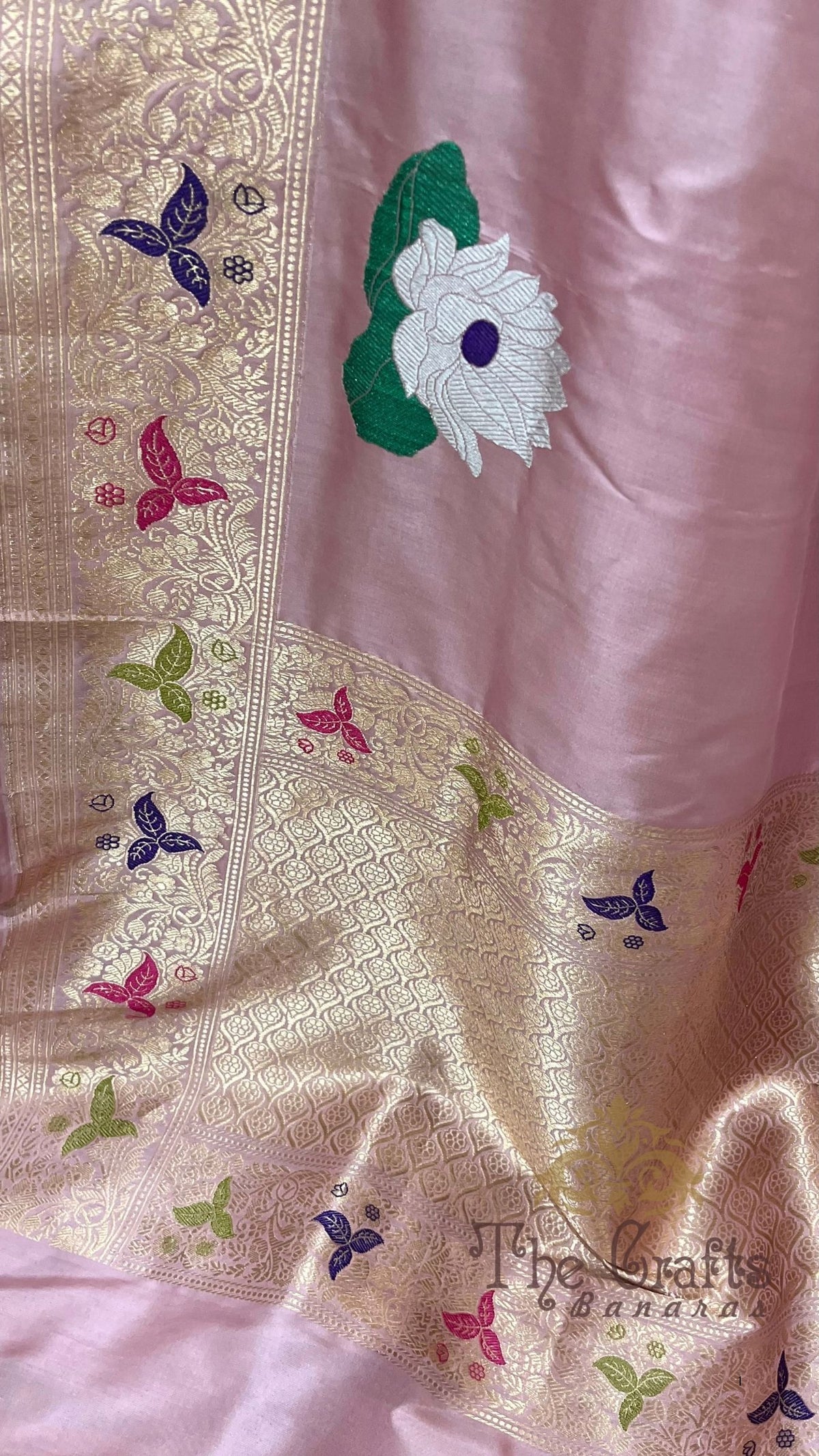 Pure Katan Silk Handloom Banarasi Saree - with kadhua meenakari motifs