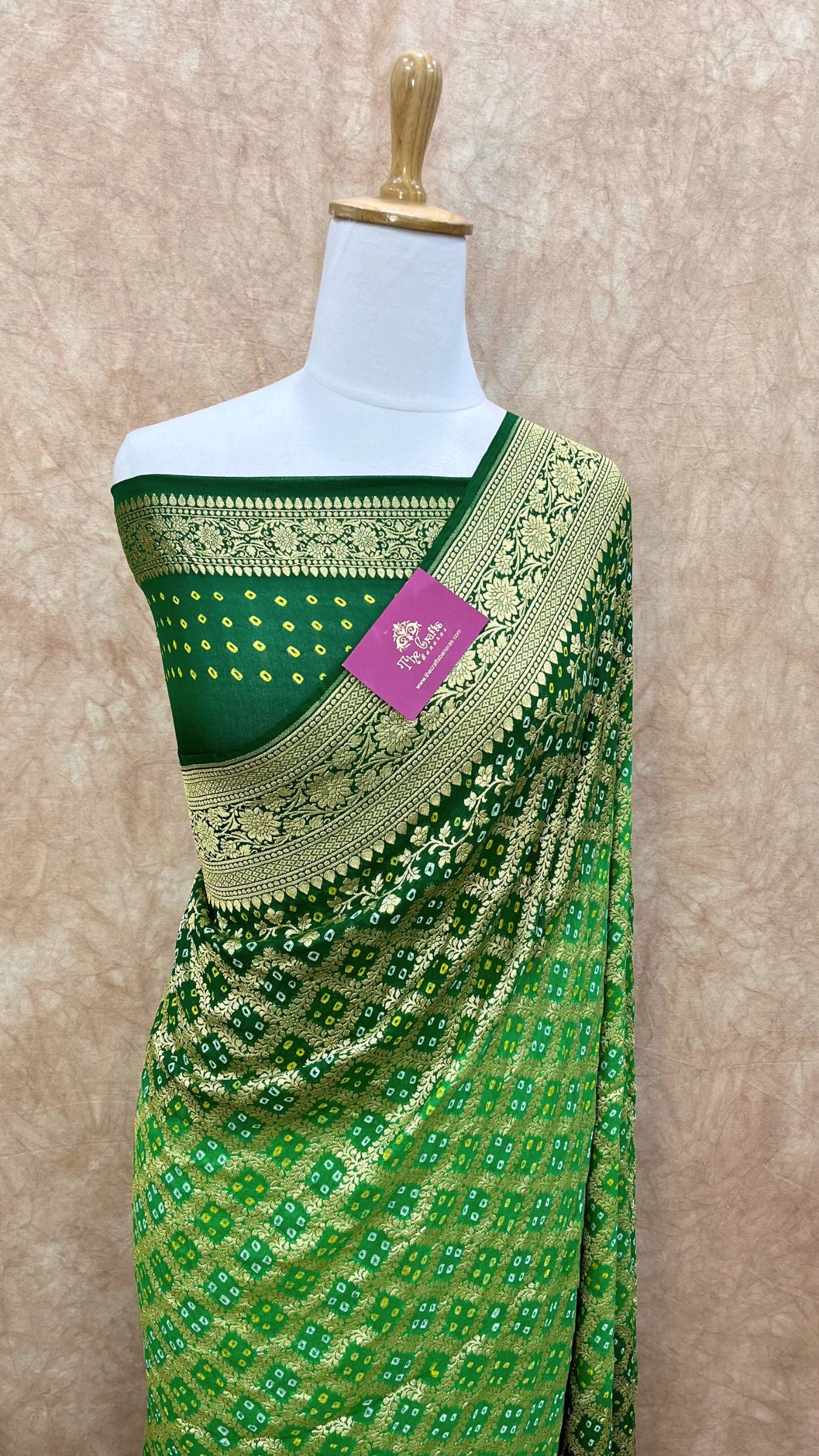 Pure Georgette Banarasi Handloom Bandhej Saree