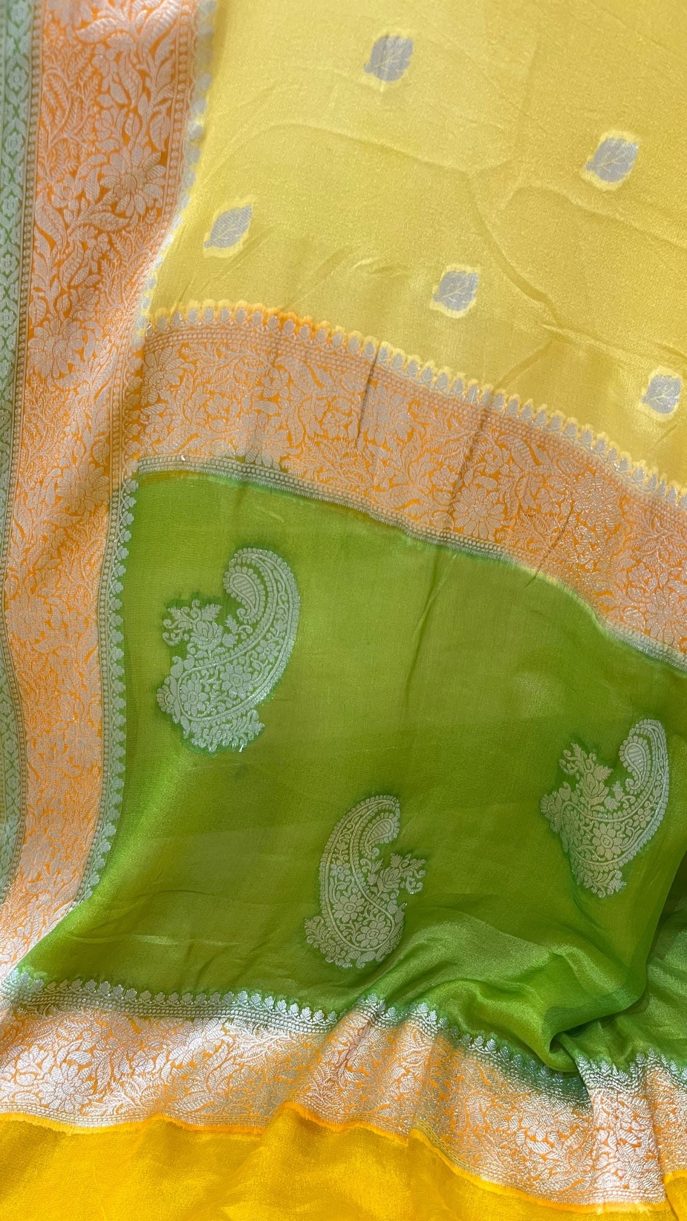 Pure Khaddi Chiffon Banarasi Saree - Multicolored