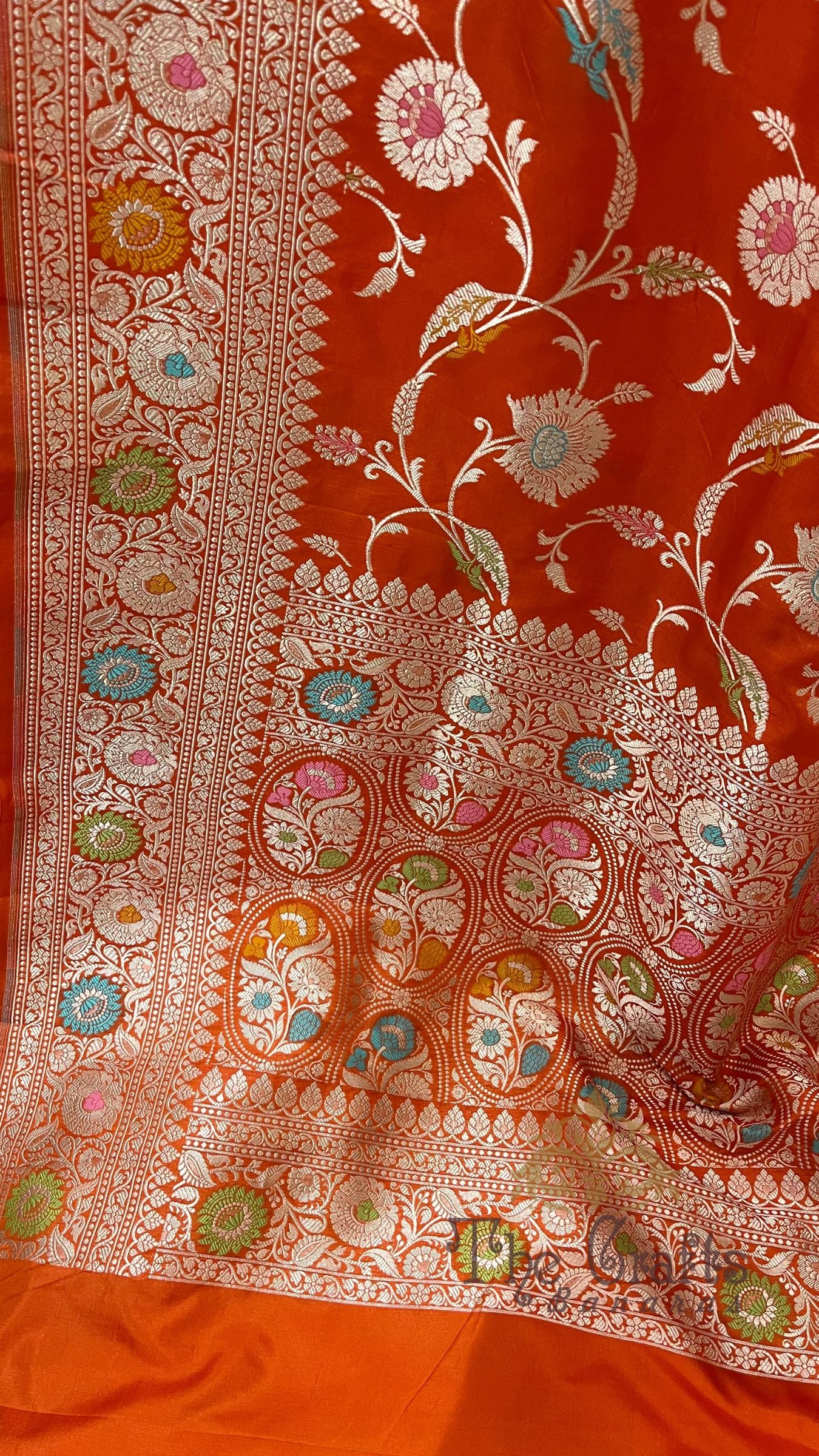 Pure Katan Silk Handloom Banarasi Saree - Jaal Work with Meenakari