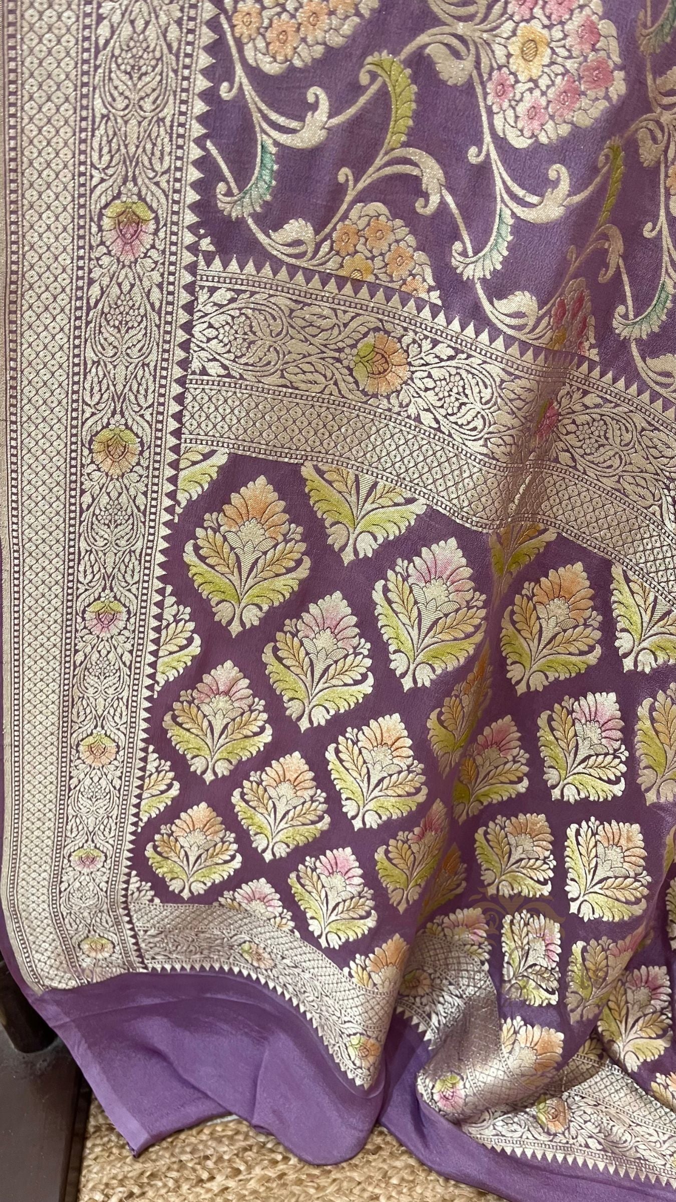 Khaddi Georgette Handloom Banarasi Saree