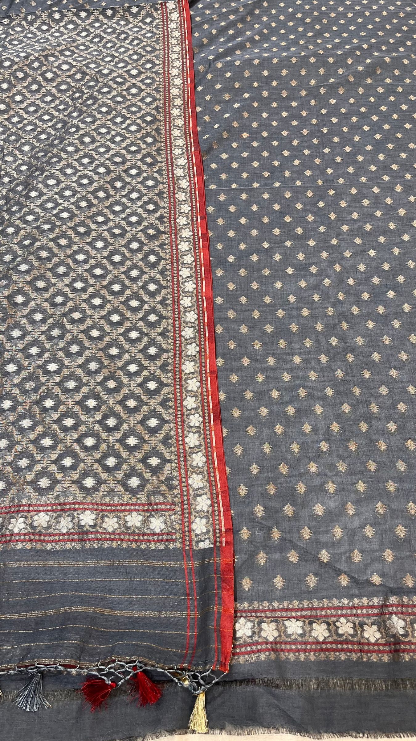 Pure Ektara Cotton Jamdani Banarasi Dress Material