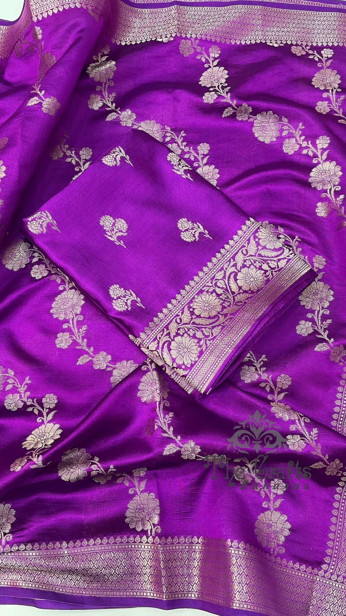 Pure Mango Silk Banarasi Dress Material