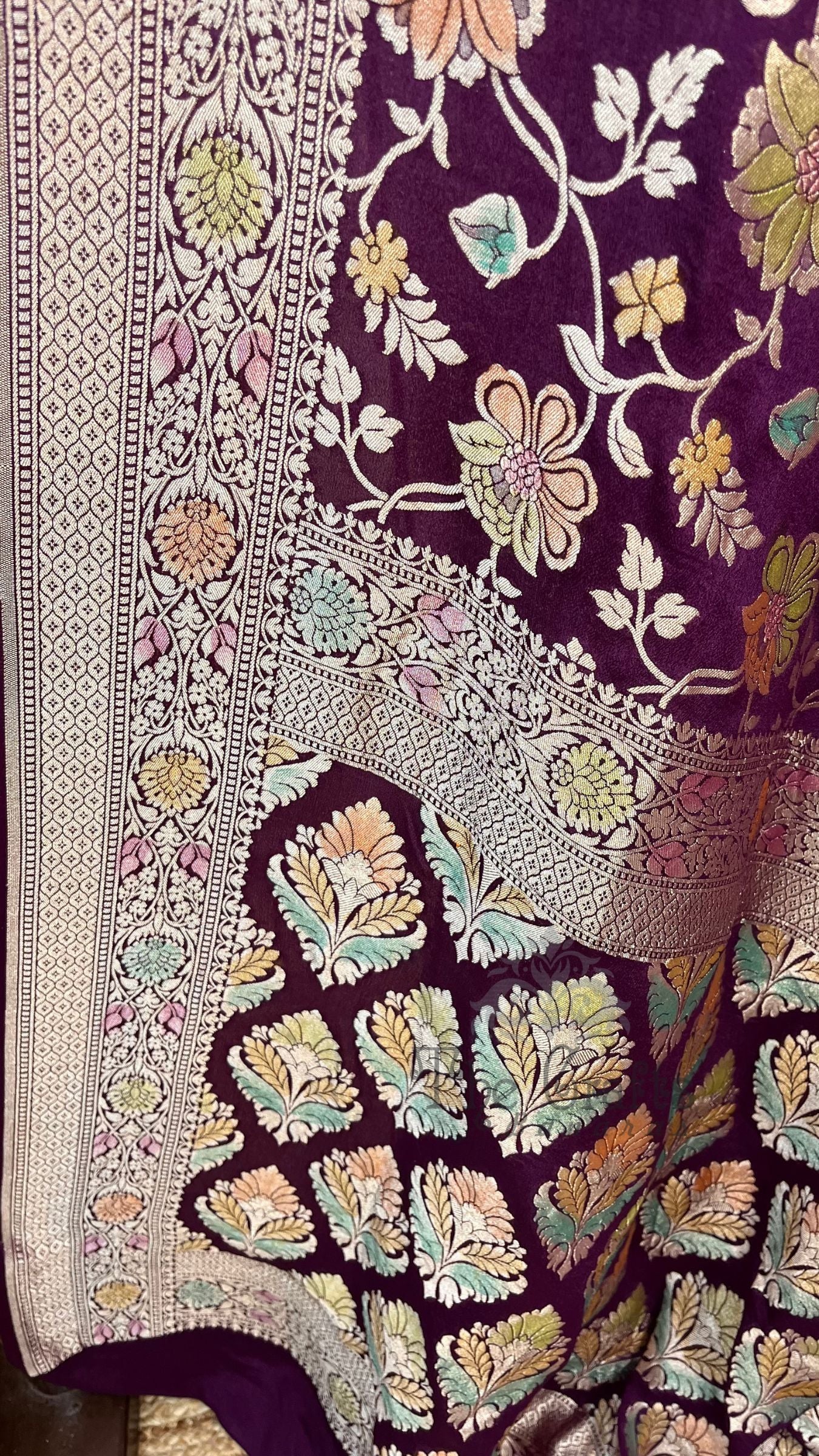 Khaddi Georgette Handloom Banarasi Saree