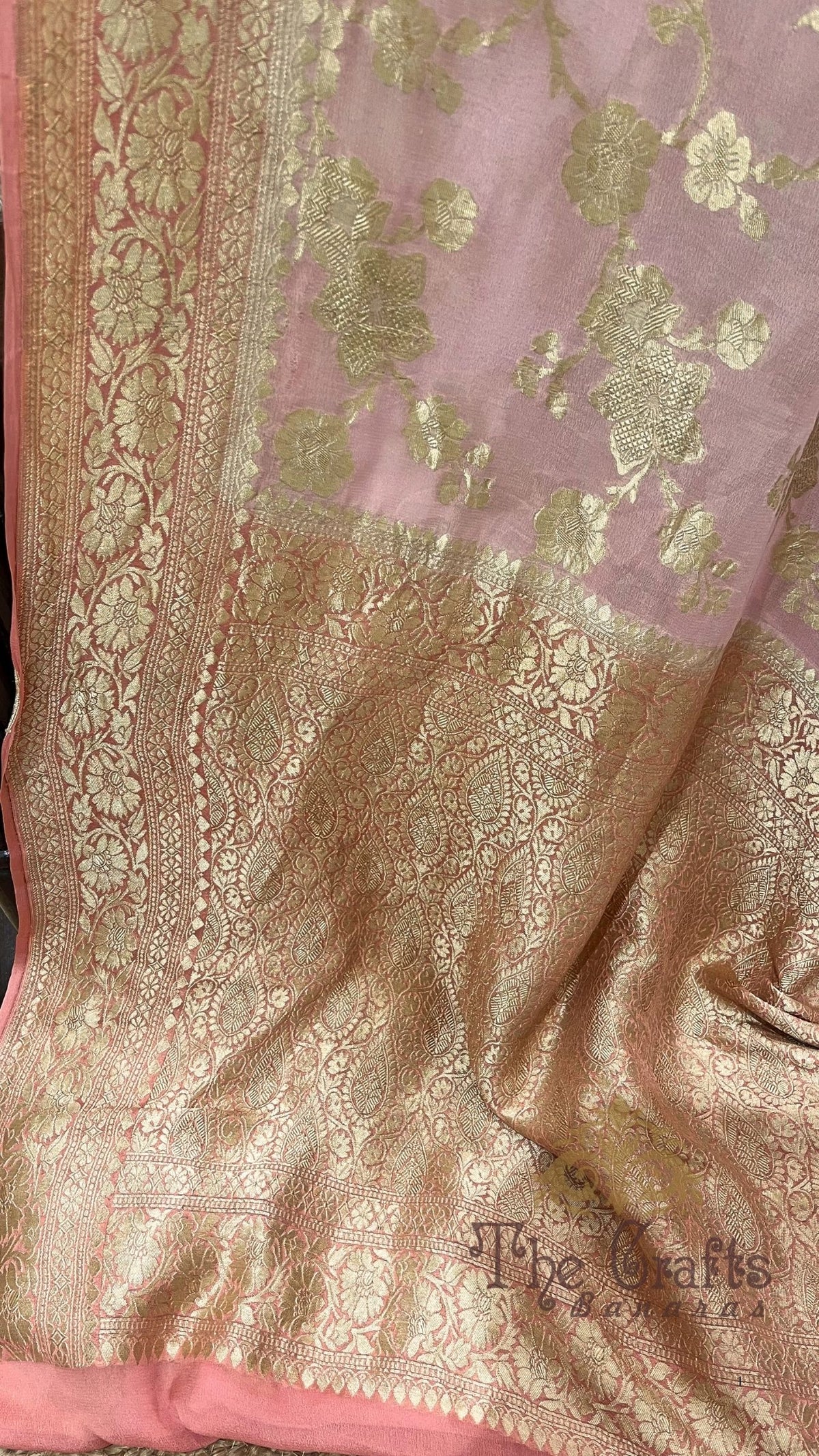 Khaddi Georgette Handloom Banarasi Saree
