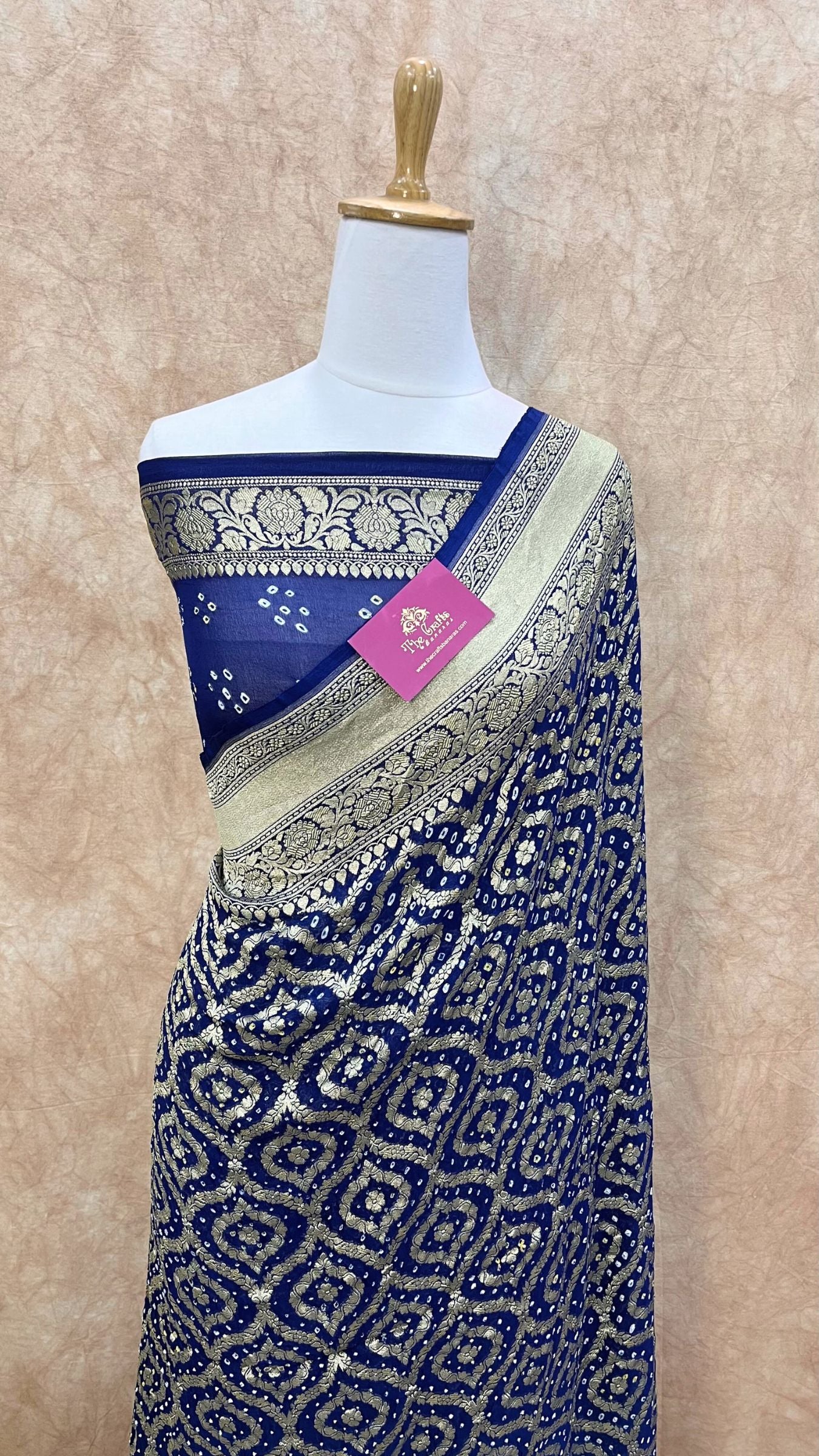 Pure Georgette Banarasi Handloom Bandhej Saree