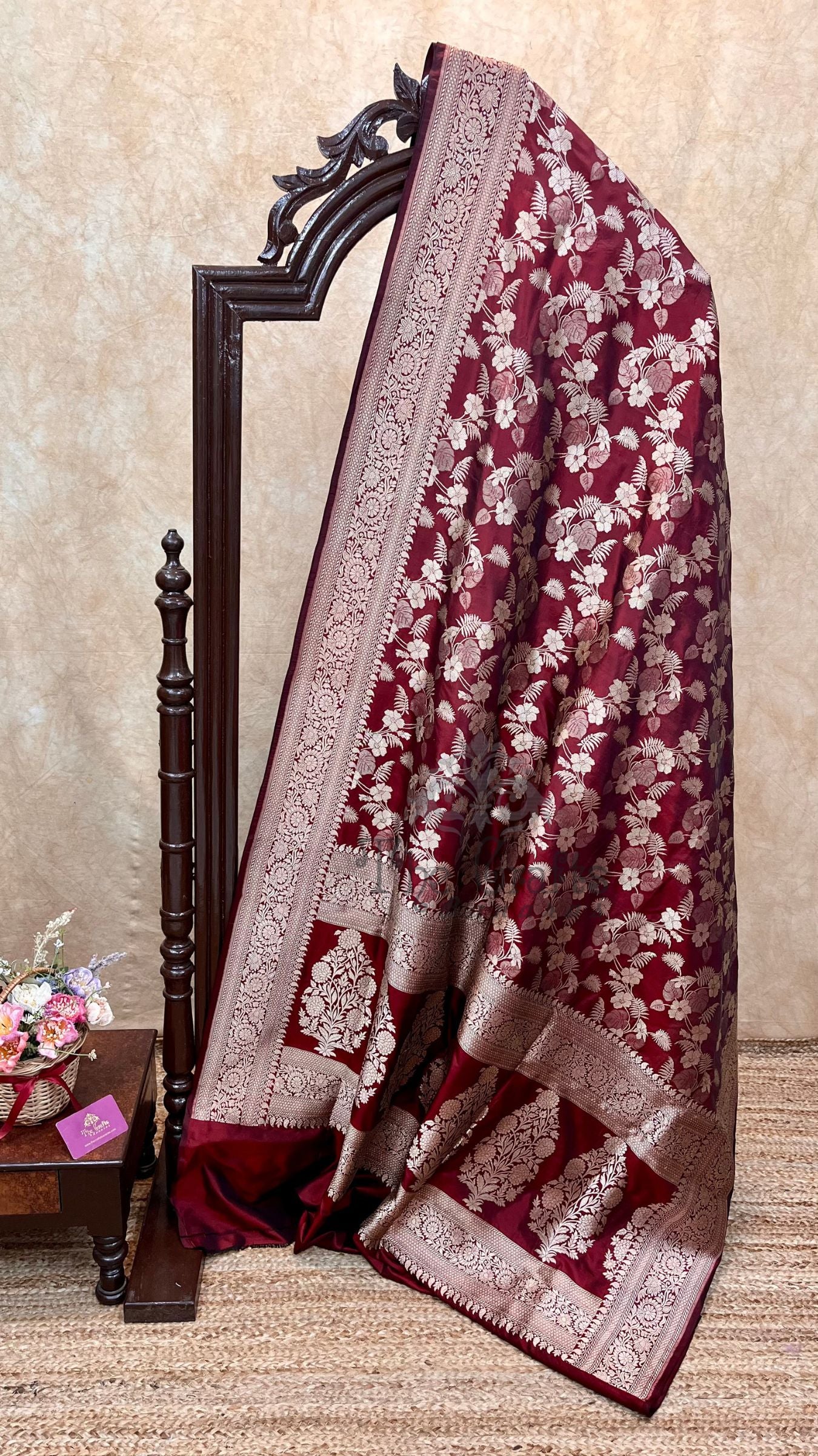 Pure Katan Silk Handloom Banarasi Saree - Jaal work