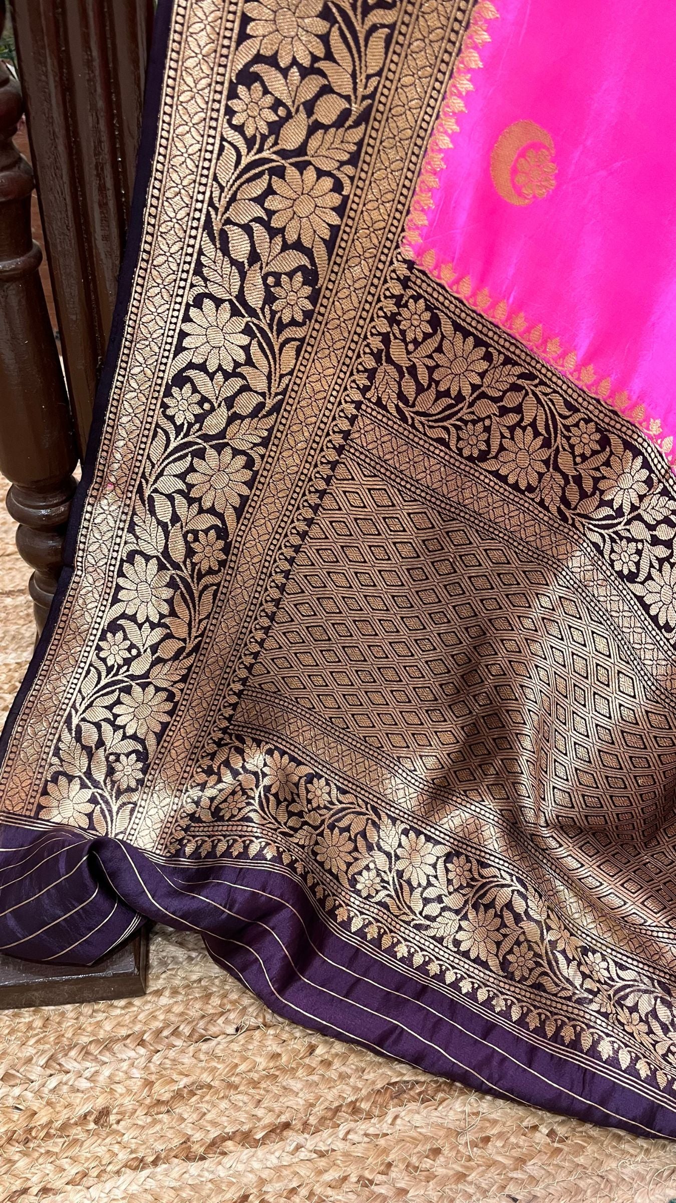 Pure  Mango Silk Handloom Banarasi Saree