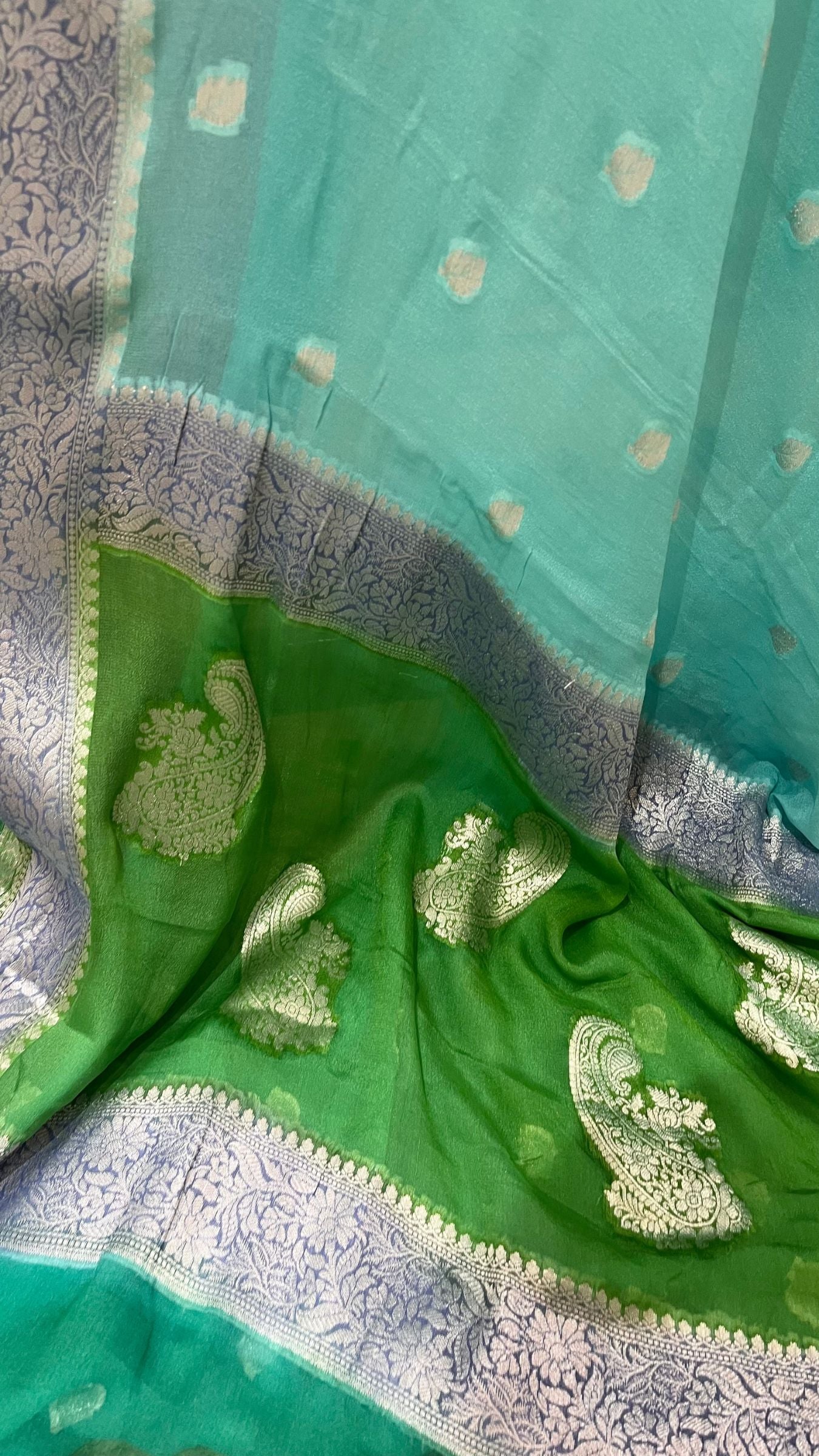 Pure Khaddi Chiffon Banarasi Saree - Multicolored
