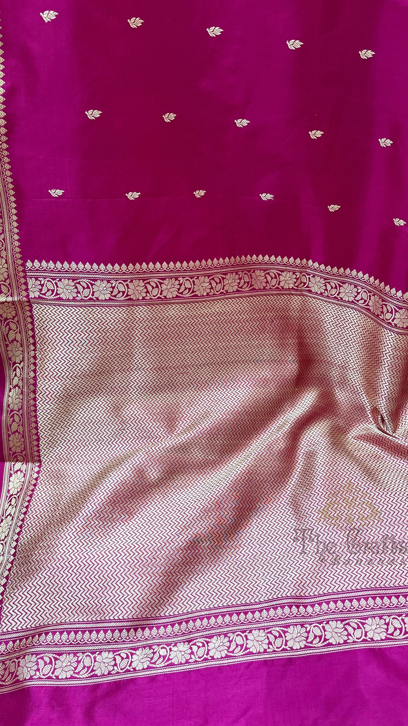 Pure Katan Silk Handloom Banarasi Saree - Resham Chunri Buti