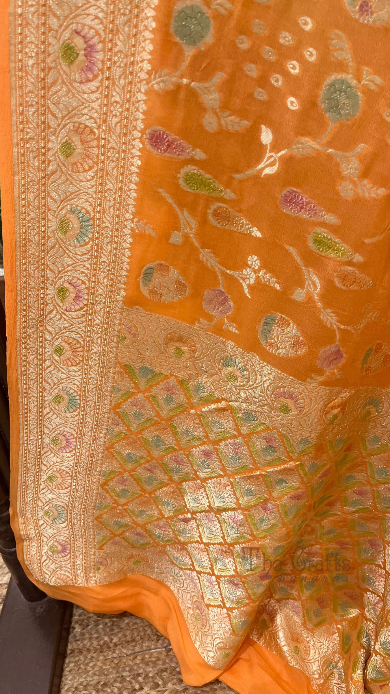 Khaddi Georgette Handloom Banarasi Saree