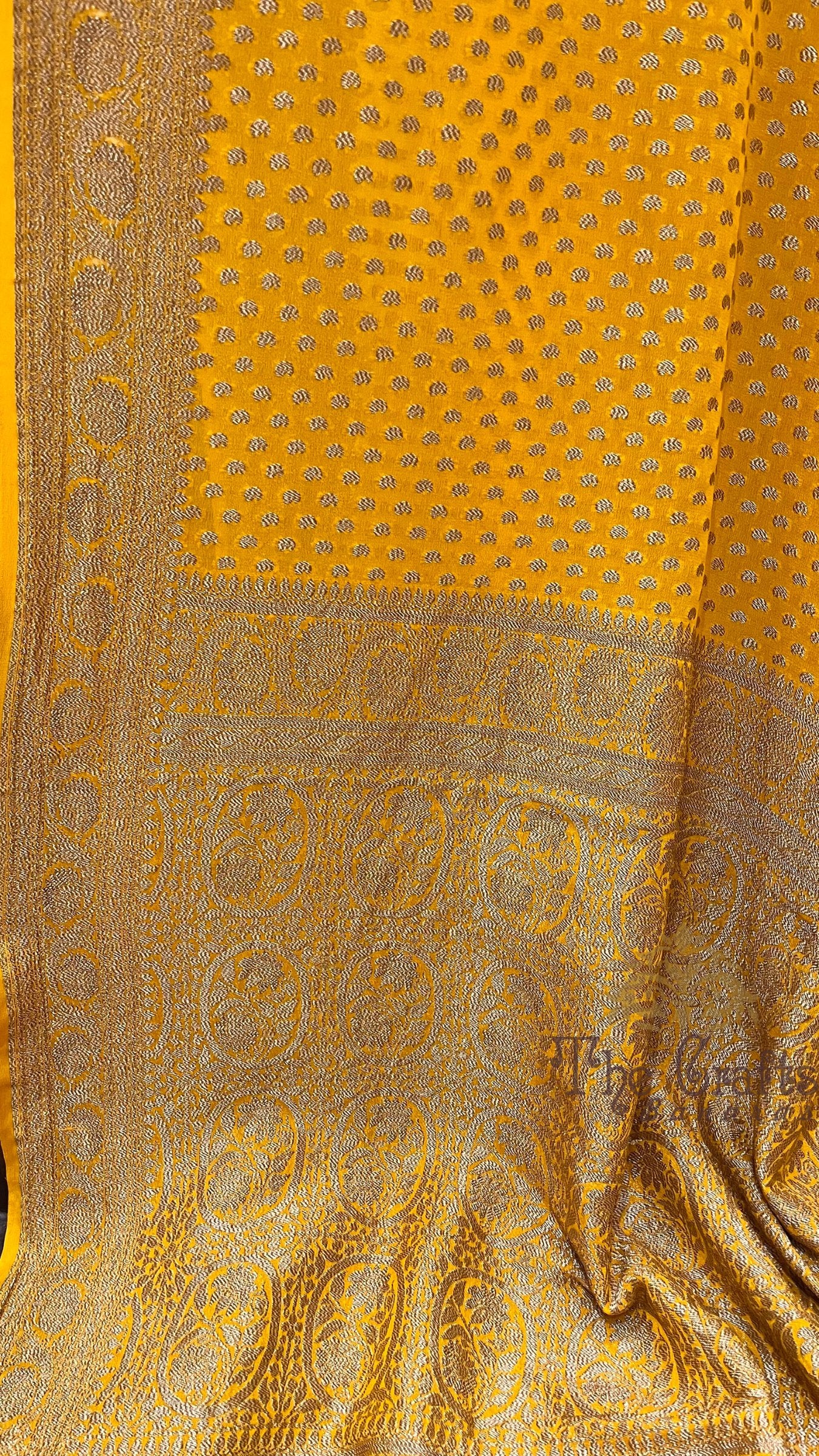 Khaddi Georgette Banarasi Saree - Antique Zari